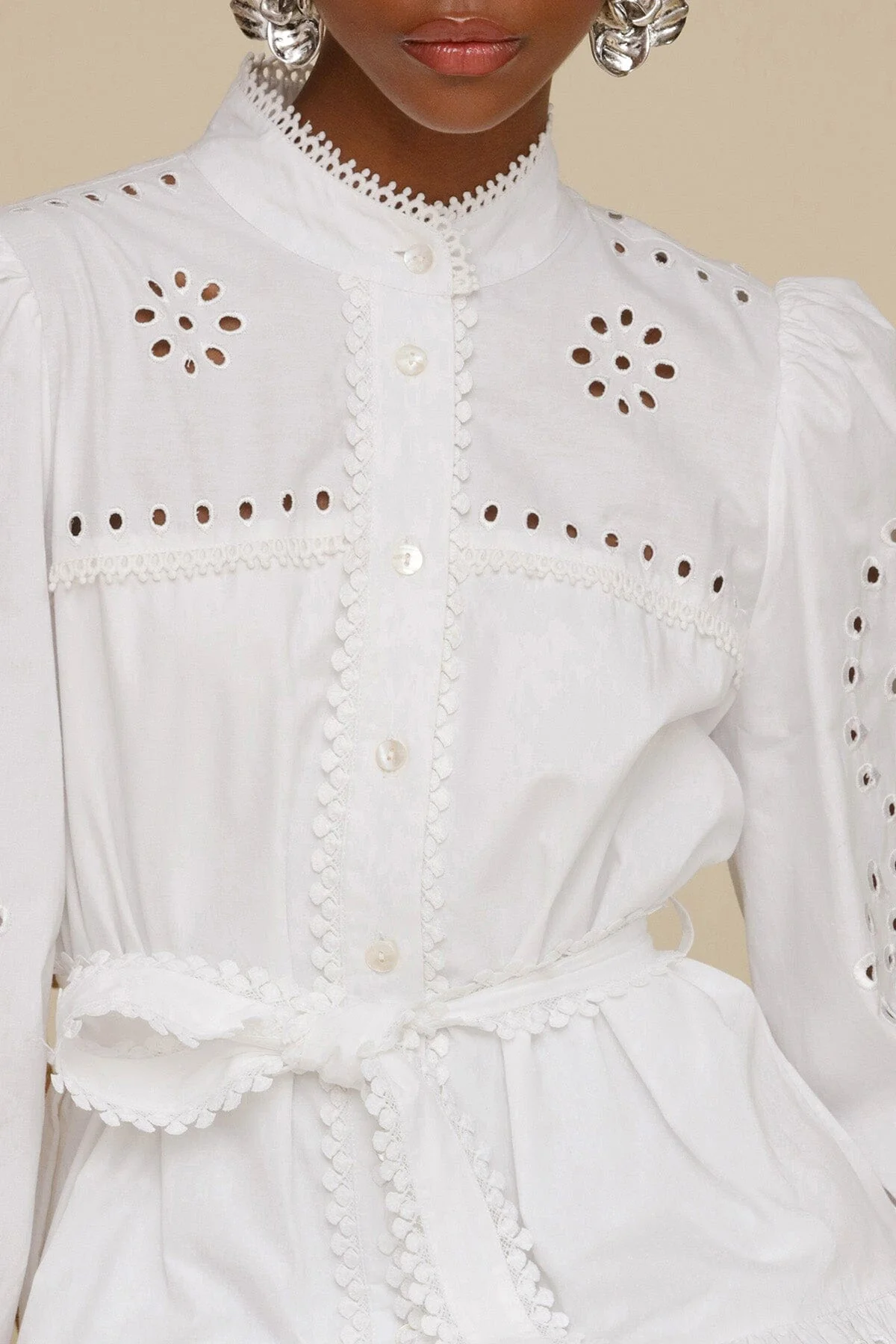 Broderie Anglaise Cotton Shirtdress - Image 7