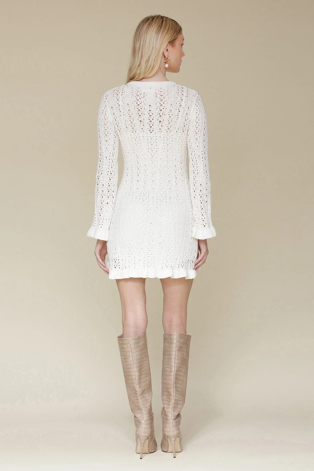 Crochet Cotton Ruffle Trim Mini Dress - Image 5