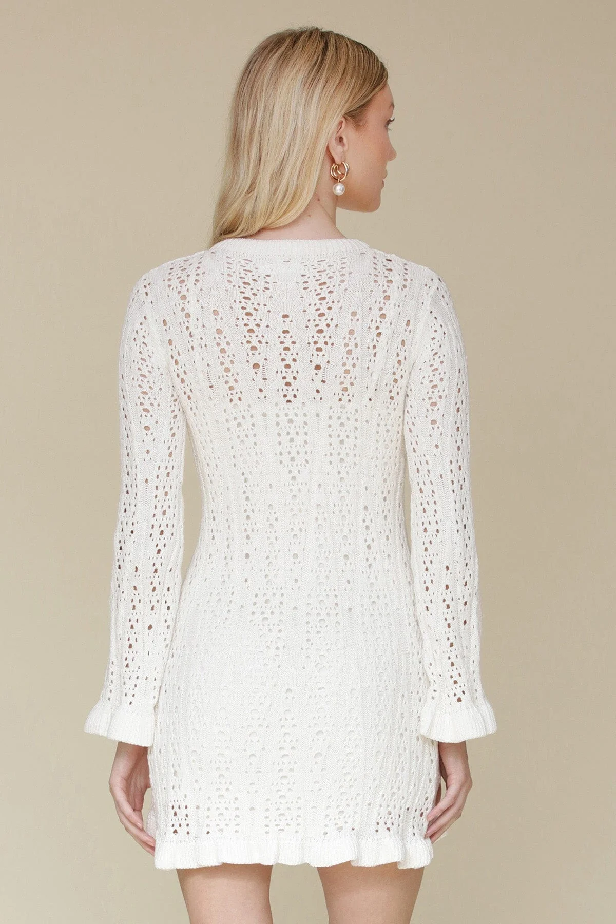 Crochet Cotton Ruffle Trim Mini Dress - Image 8