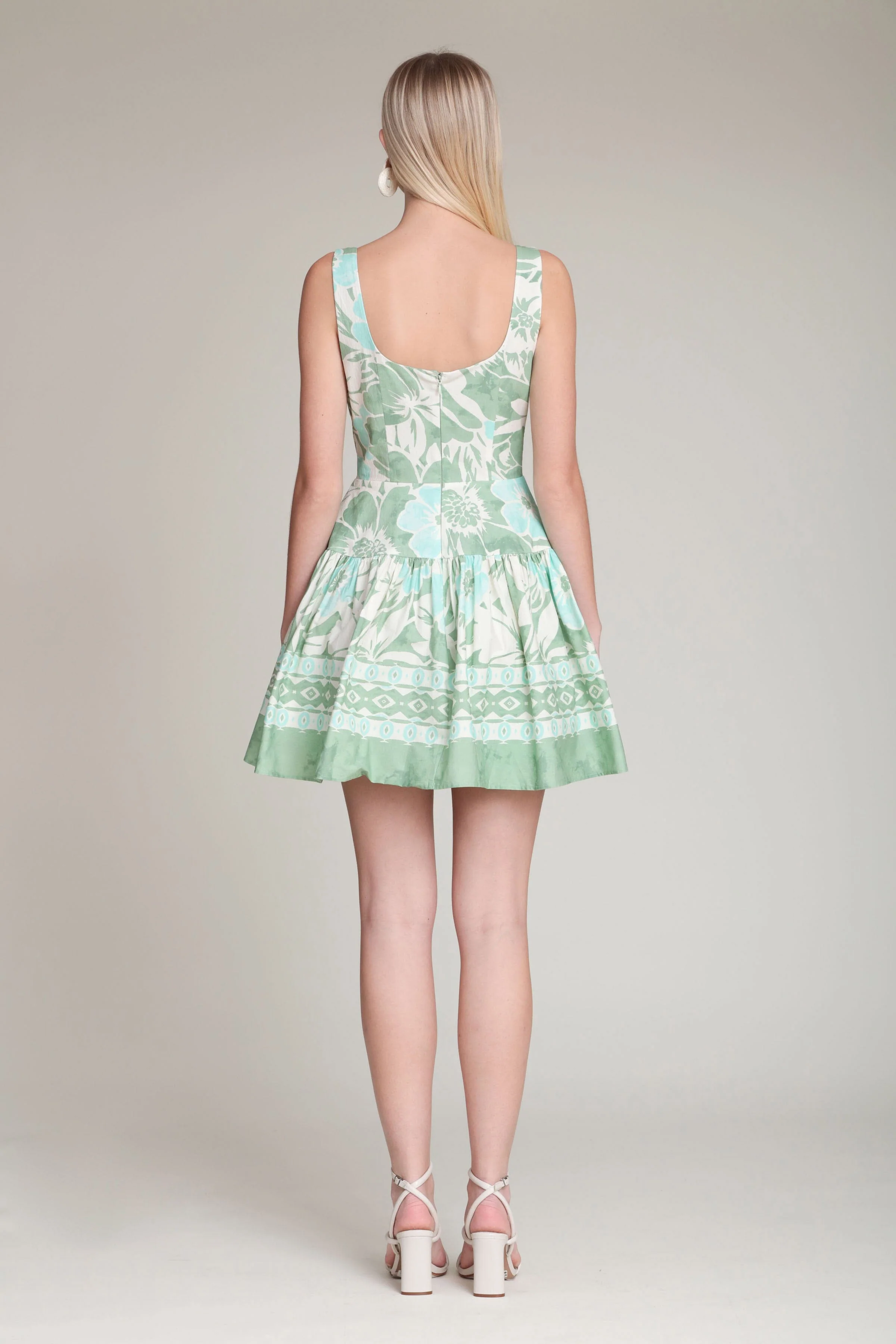 Botanical Print Stretch Cotton Mini Dress - Image 5