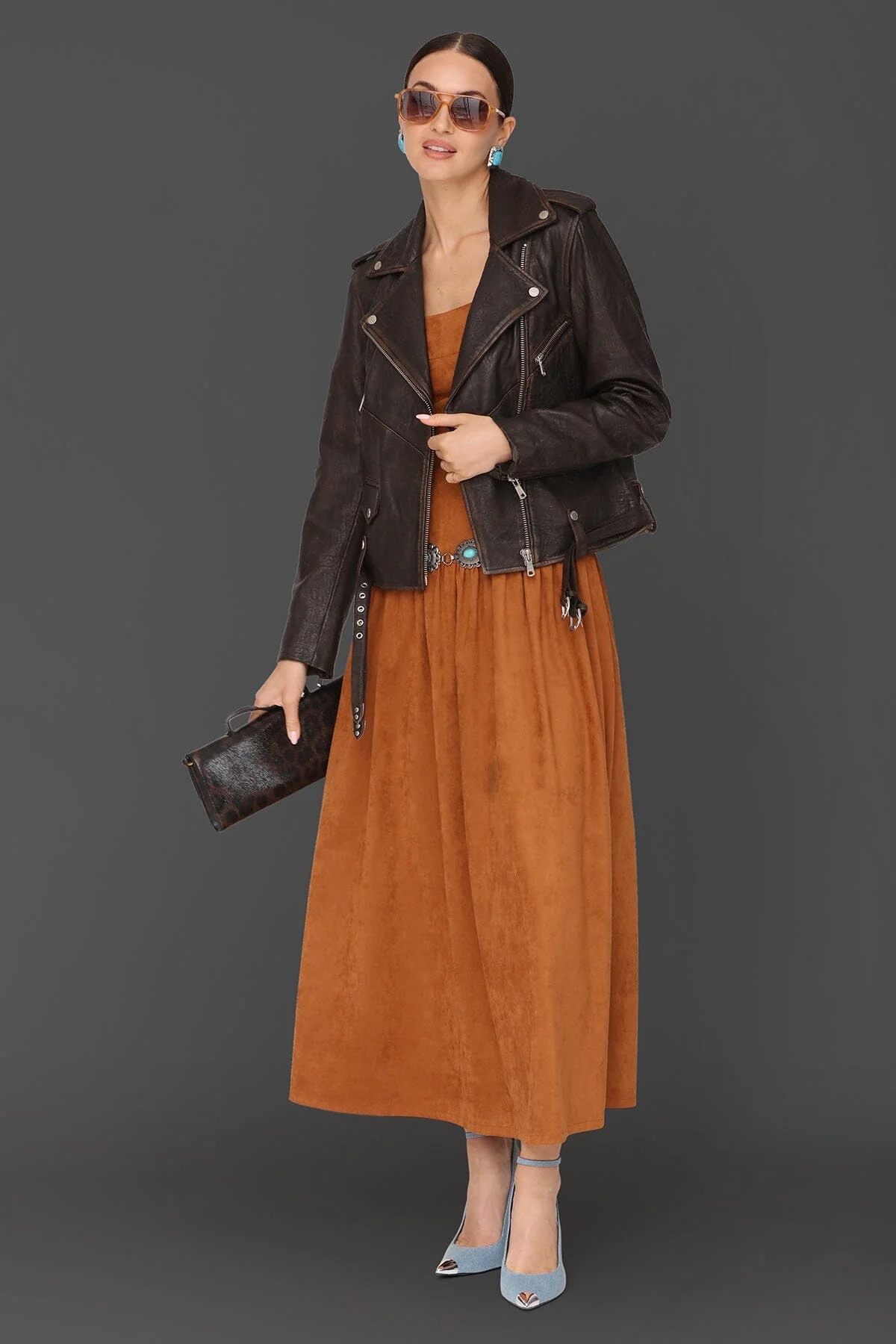 Genuine Leather Western Belted Biker Jacket - Image 3