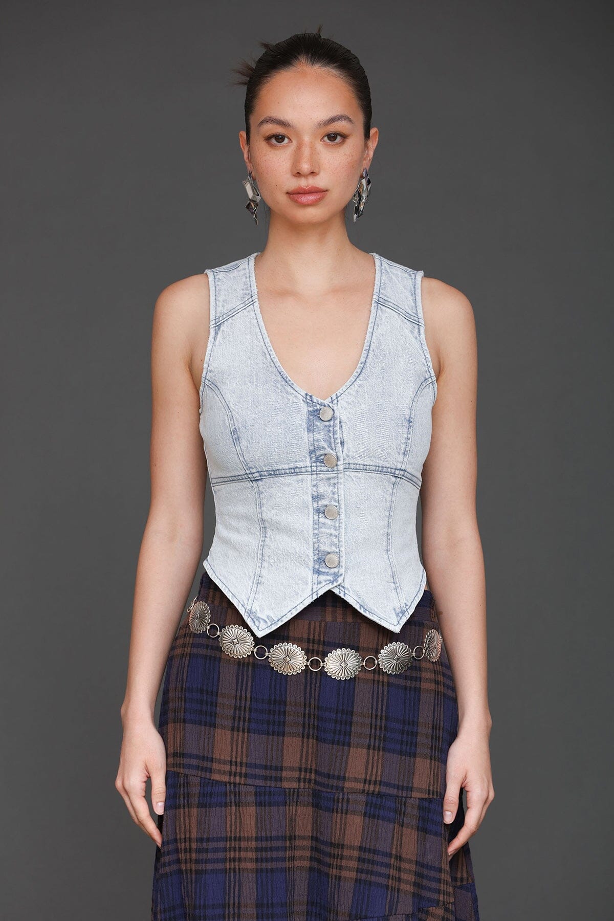 Denim Corset Vest Top - Image 3