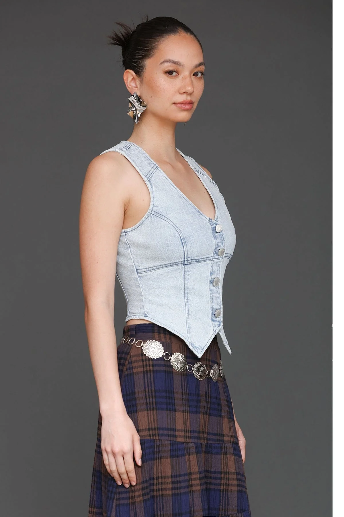 Denim Corset Vest Top - Image 4