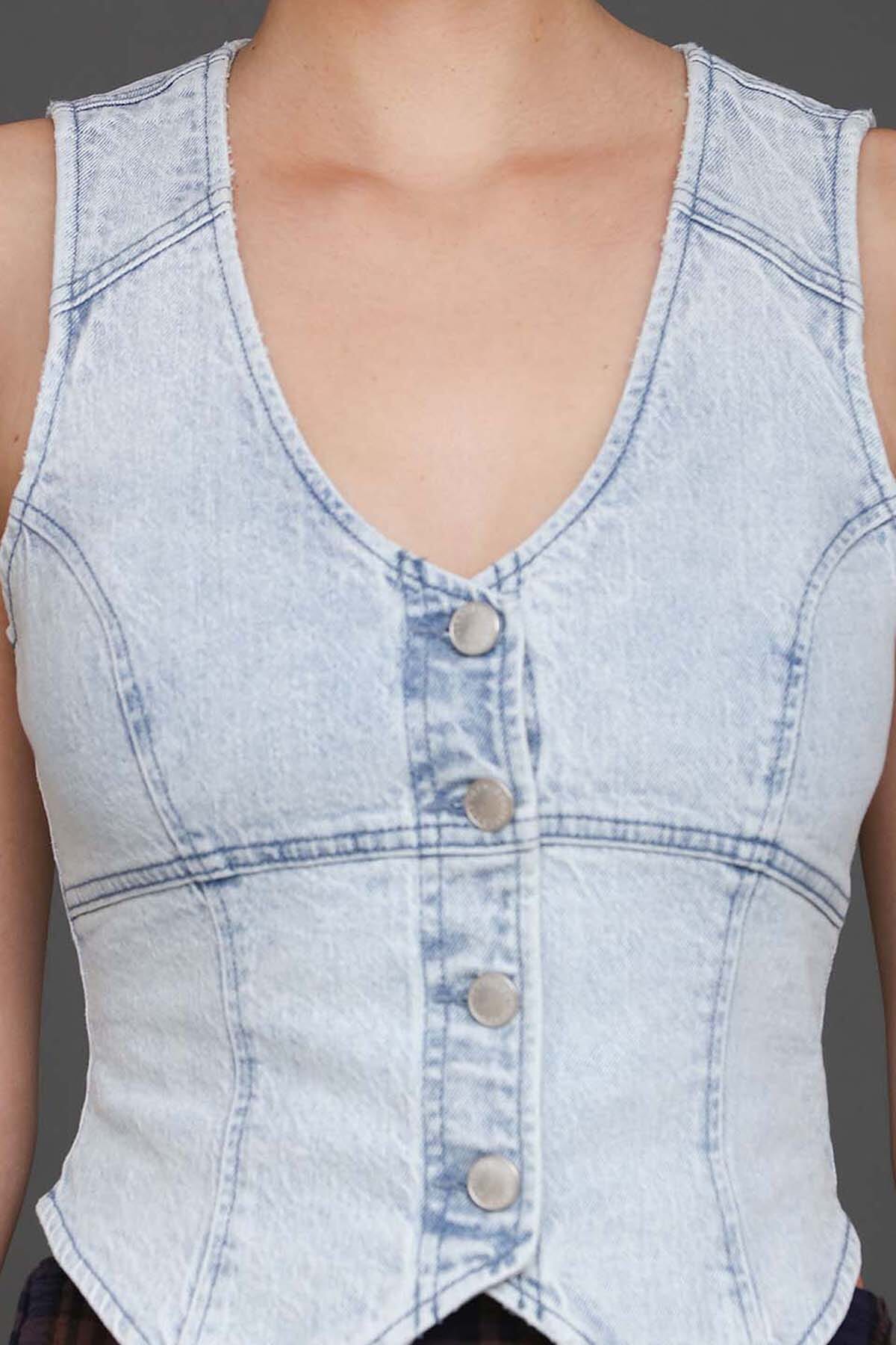 Denim Corset Vest Top - Image 6