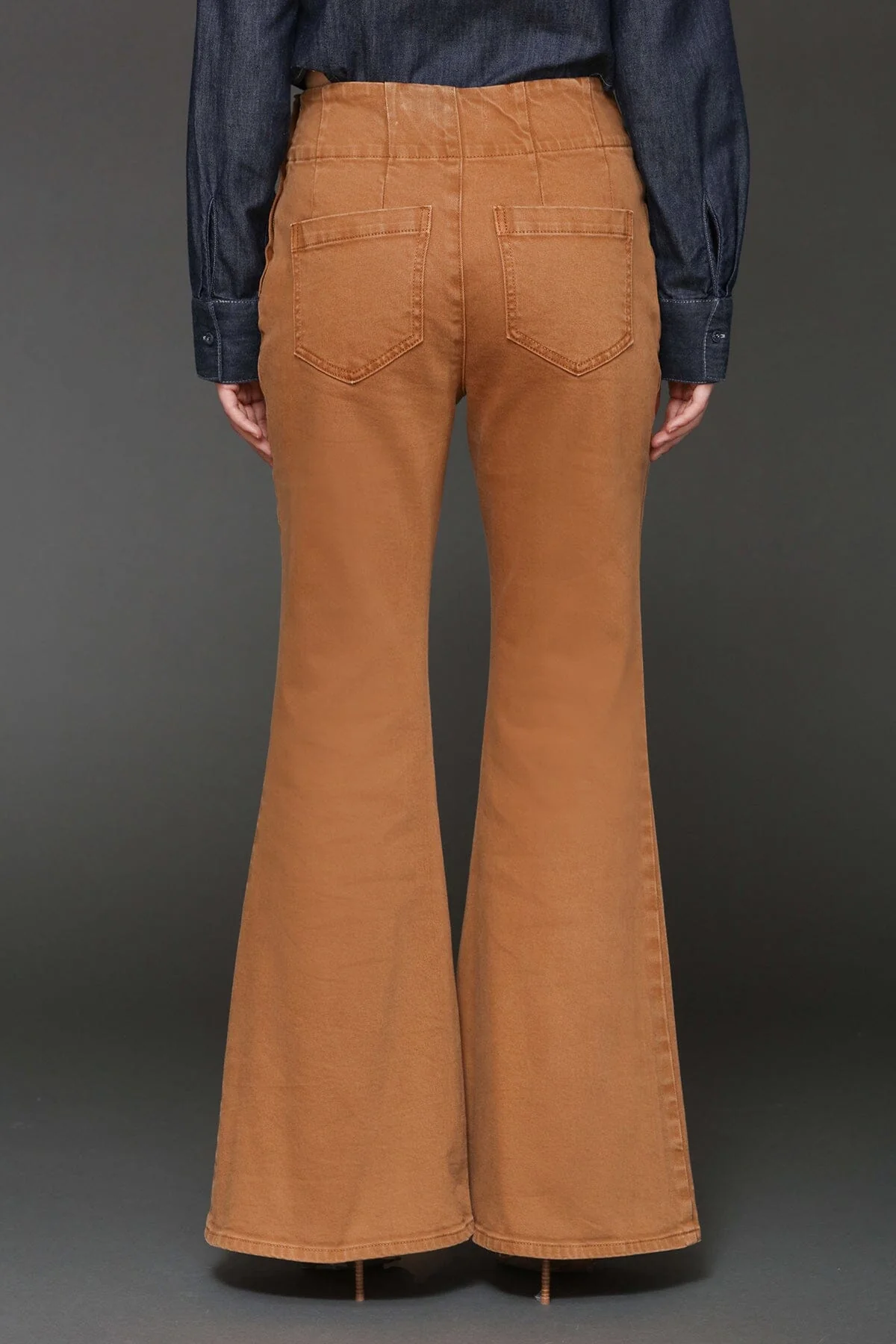 Lace Up Washed Cotton Flare Pants - Image 5