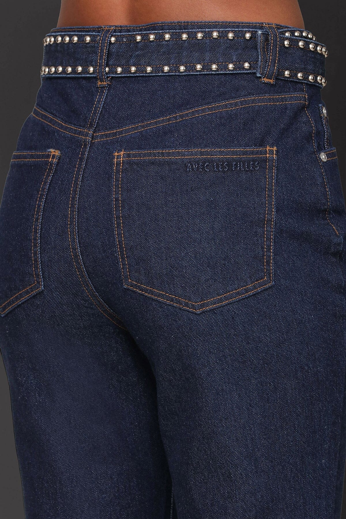 Studded Belted Flare Jeans - Image 7