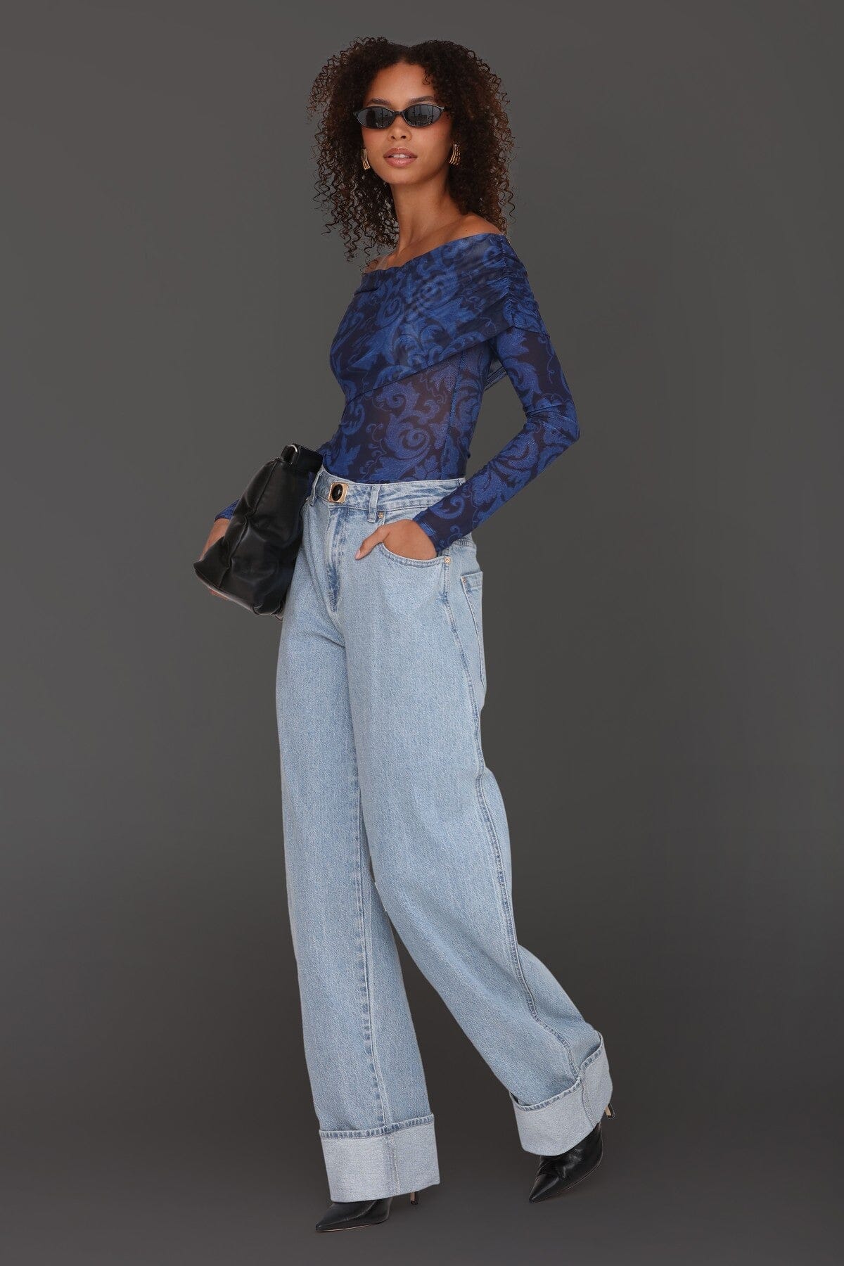 Off-Shoulder Paisley Mesh Bodysuit - Image 3