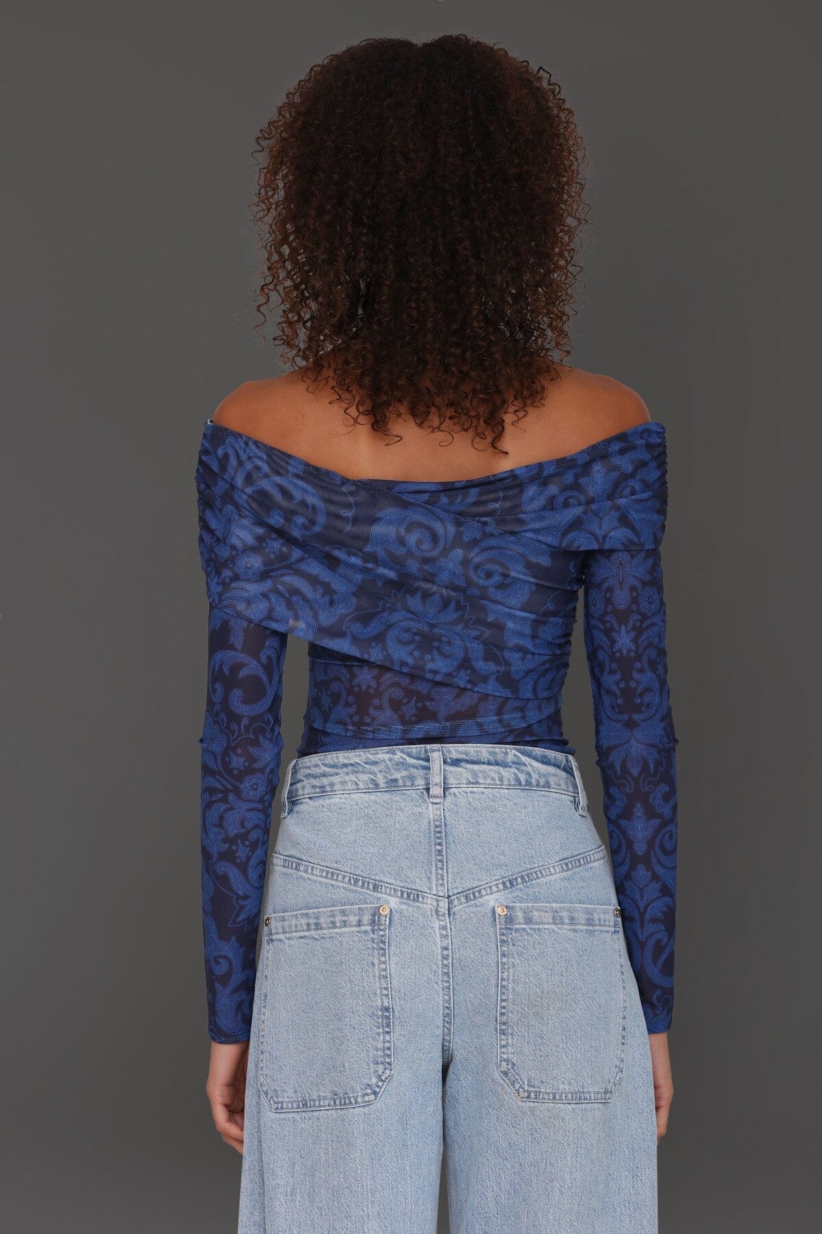 Off-Shoulder Paisley Mesh Bodysuit - Image 6