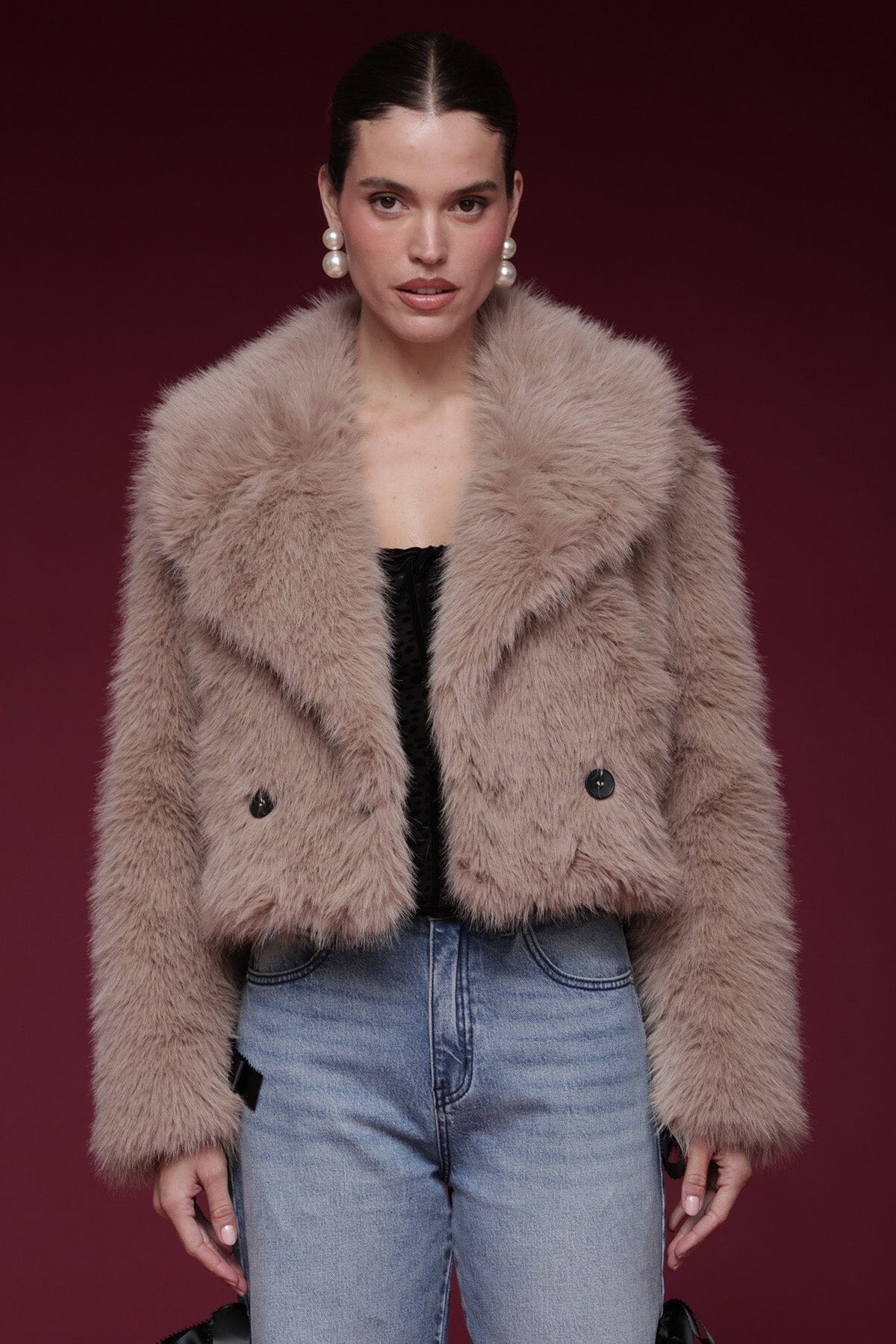 Faux Fur Cropped Coat - Image 3