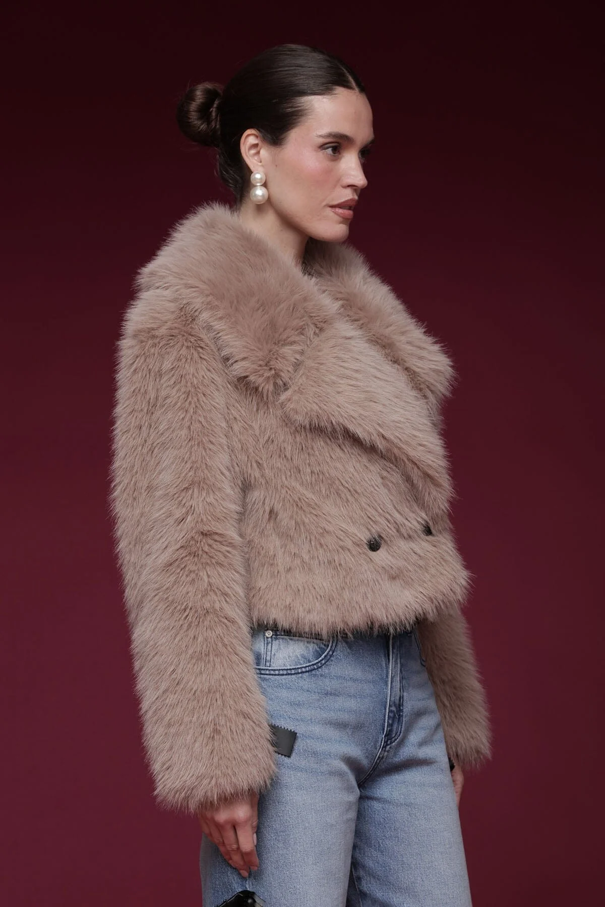 Faux Fur Cropped Coat - Image 5