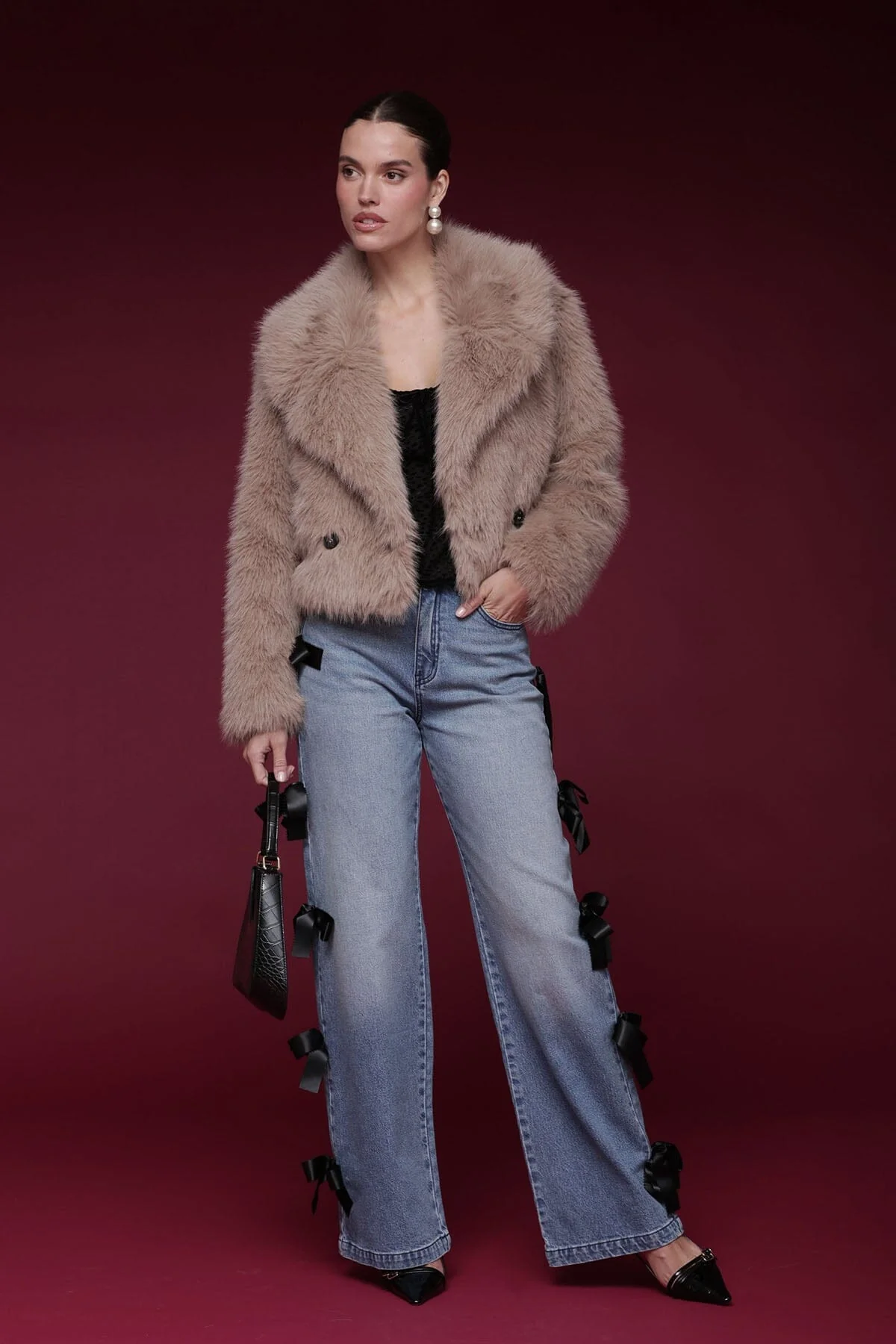 Faux Fur Cropped Coat - Image 8