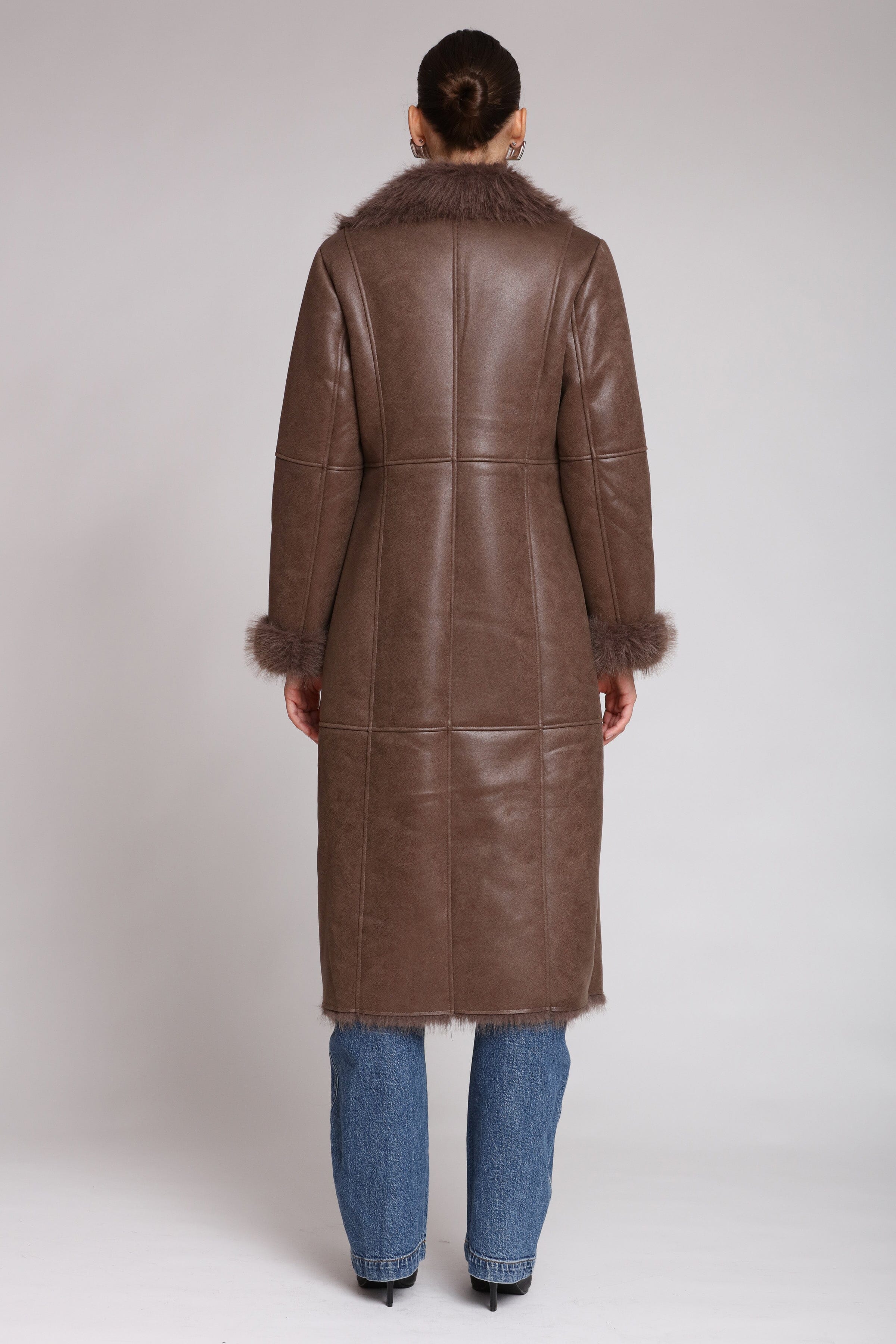 Faux Shearling Midi Wrap Coat - Image 6