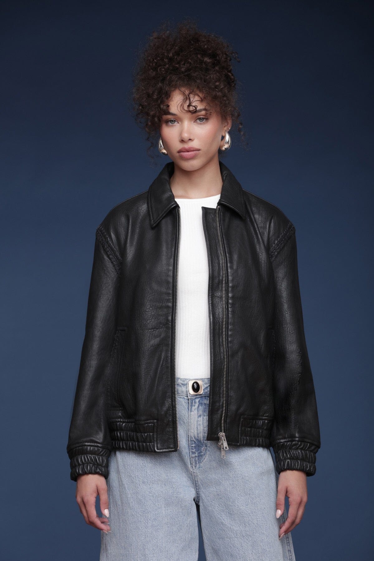 Genuine Leather Aviator Jacket - Image 4