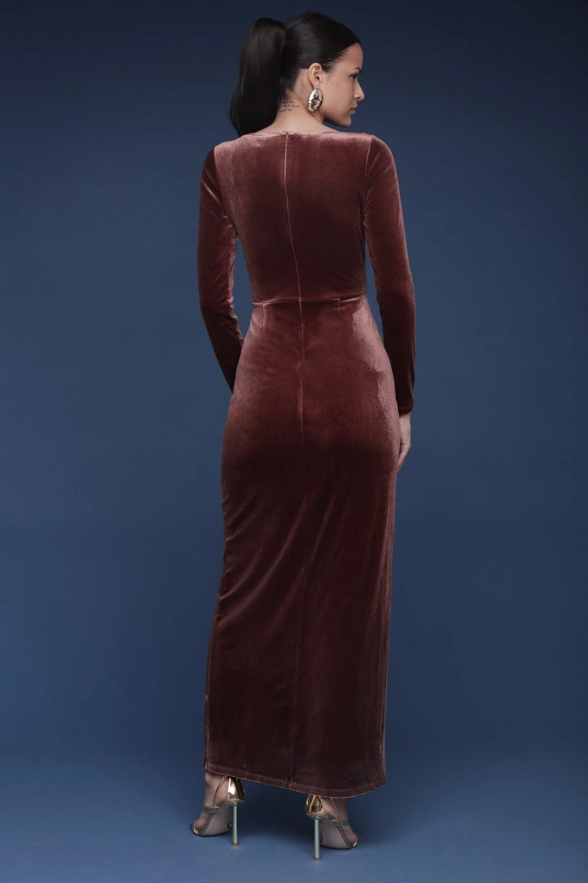 Velvet Cutout Drape Maxi Dress - Image 6