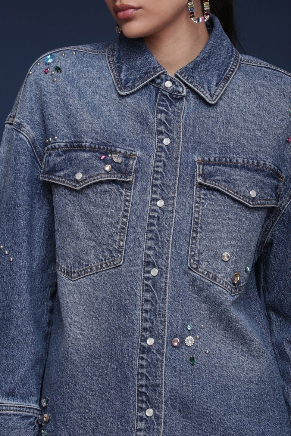 Bejeweled Denim Shirt - Image 8