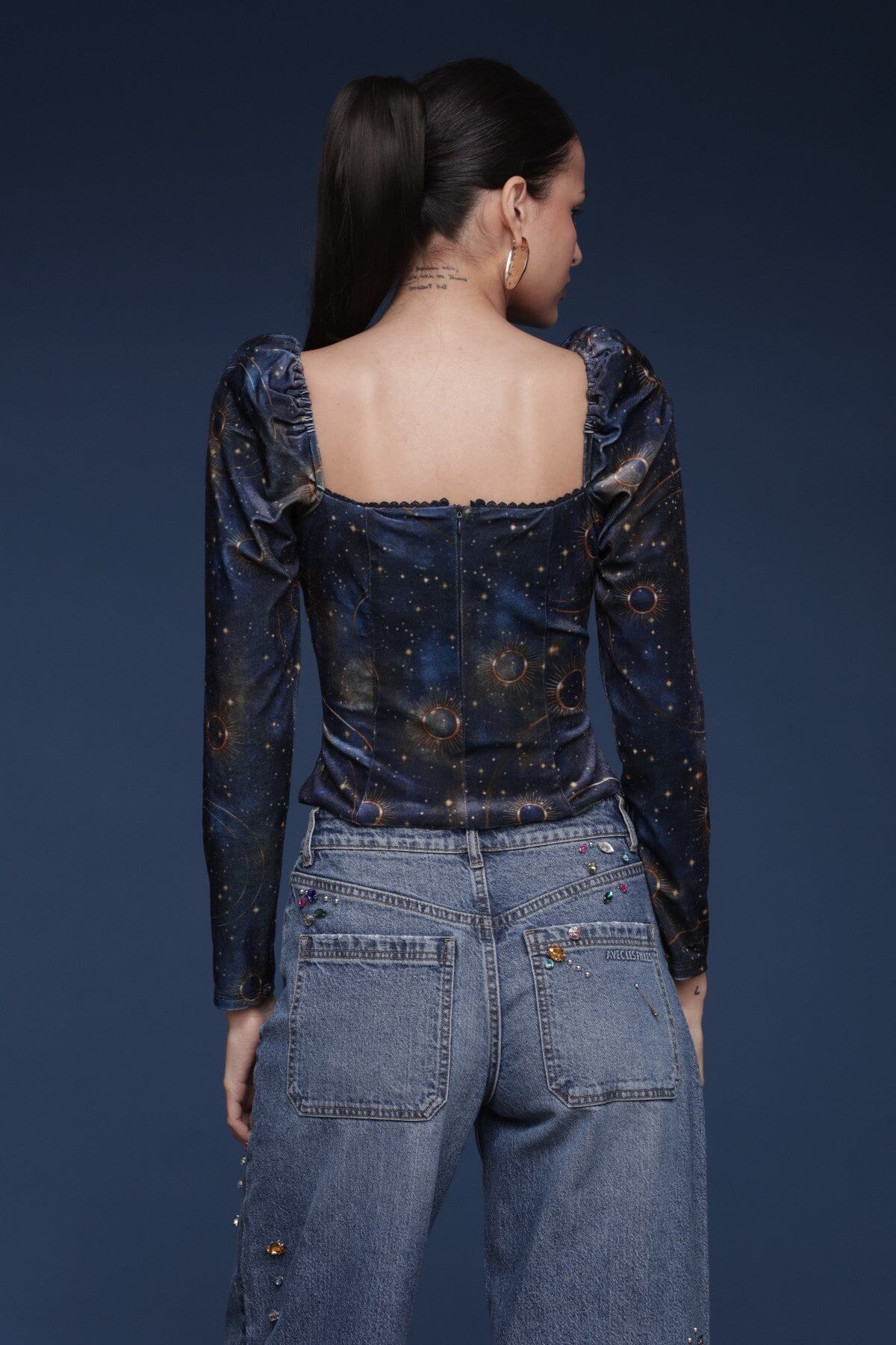 Celestial Velvet Puff Sleeve Top - Image 5