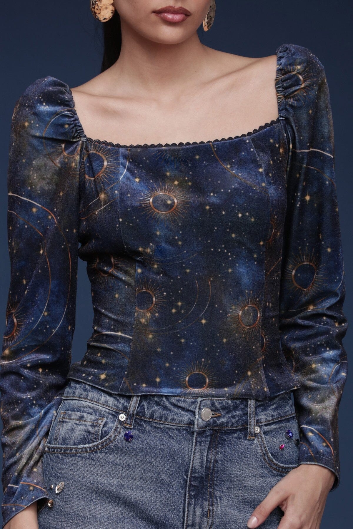 Celestial Velvet Puff Sleeve Top - Image 6