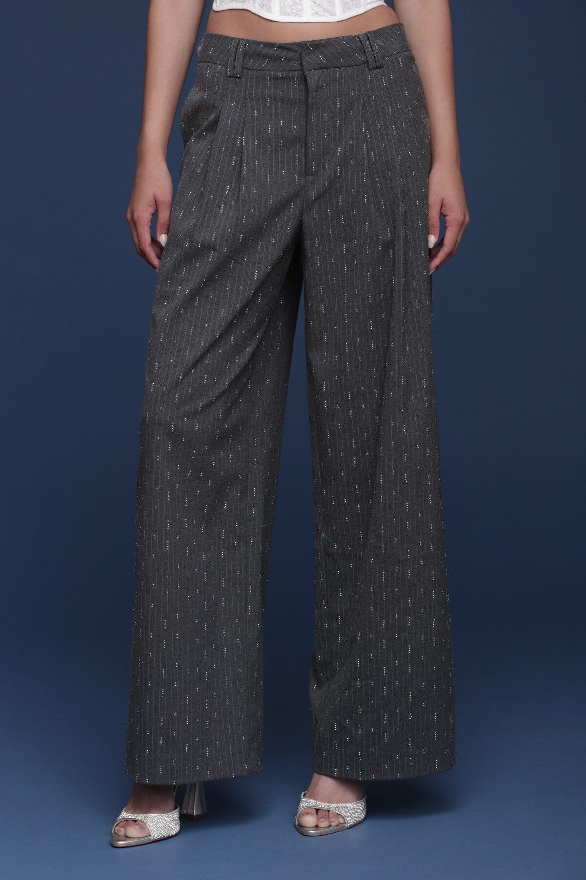 Crystal Pinstripe Wide Leg Trouser - Image 3