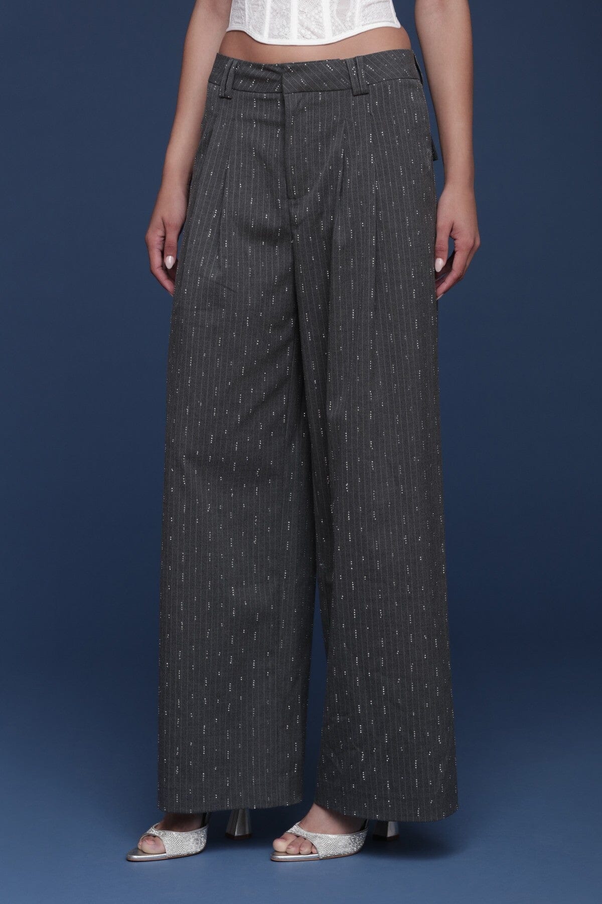 Crystal Pinstripe Wide Leg Trouser - Image 4
