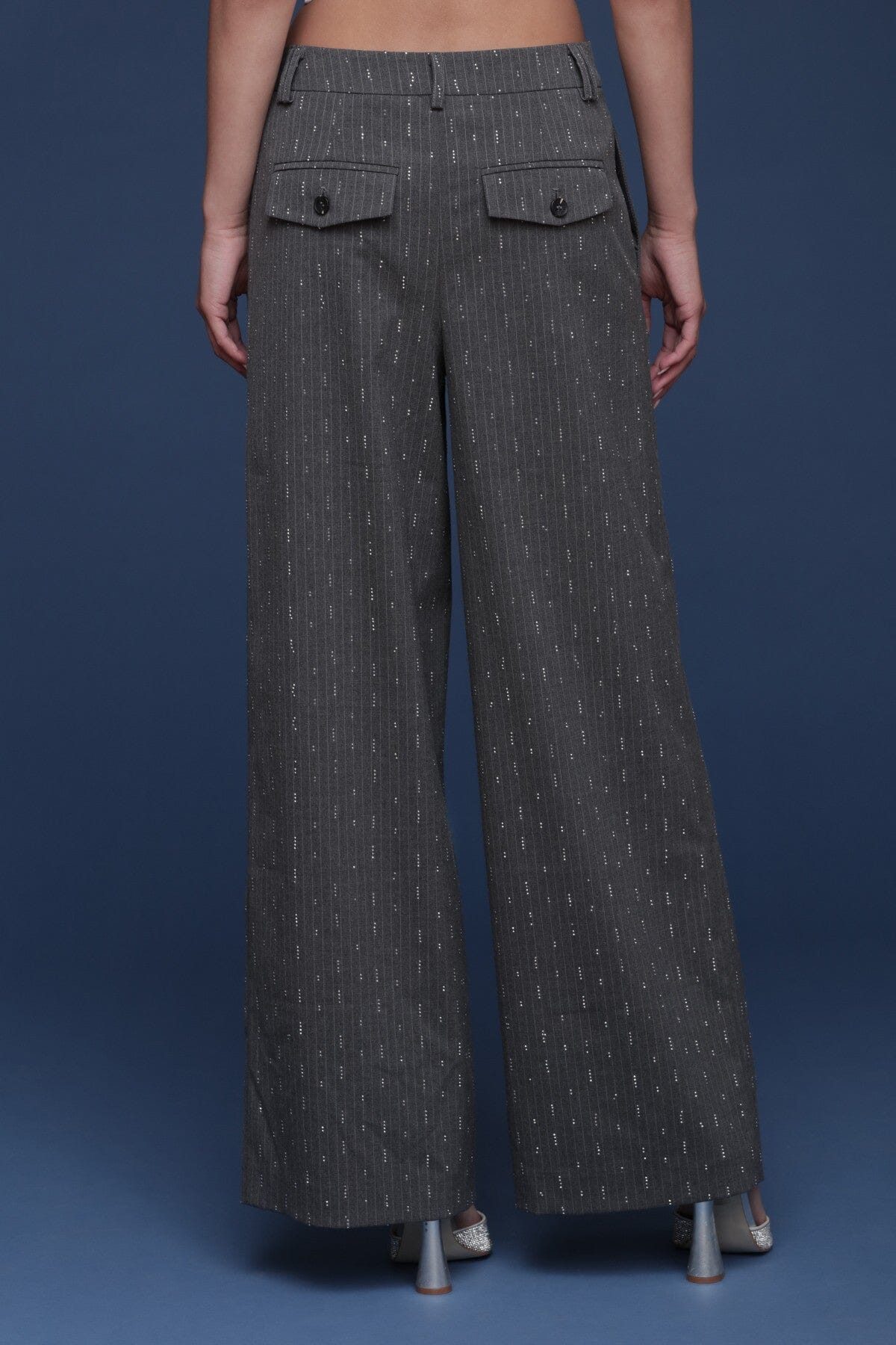 Crystal Pinstripe Wide Leg Trouser - Image 5