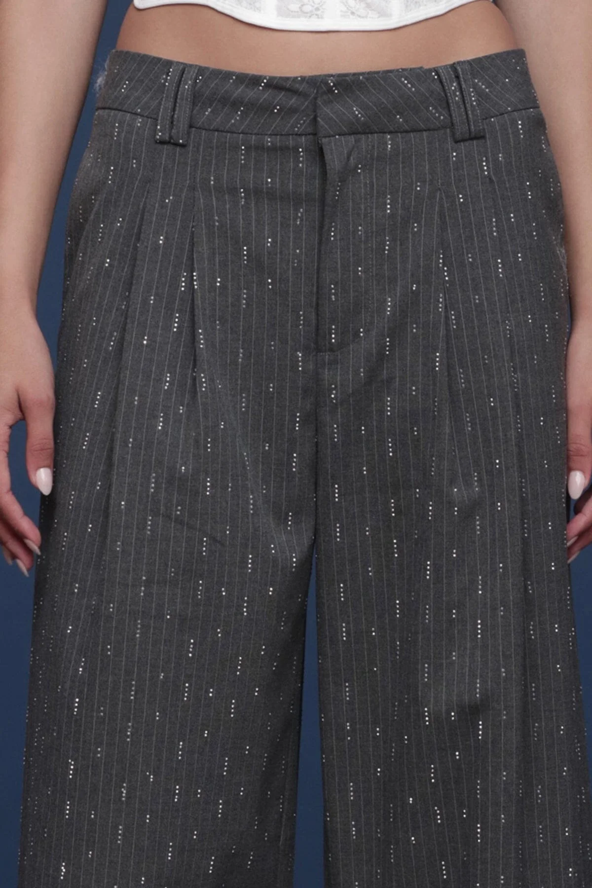 Crystal Pinstripe Wide Leg Trouser - Image 6