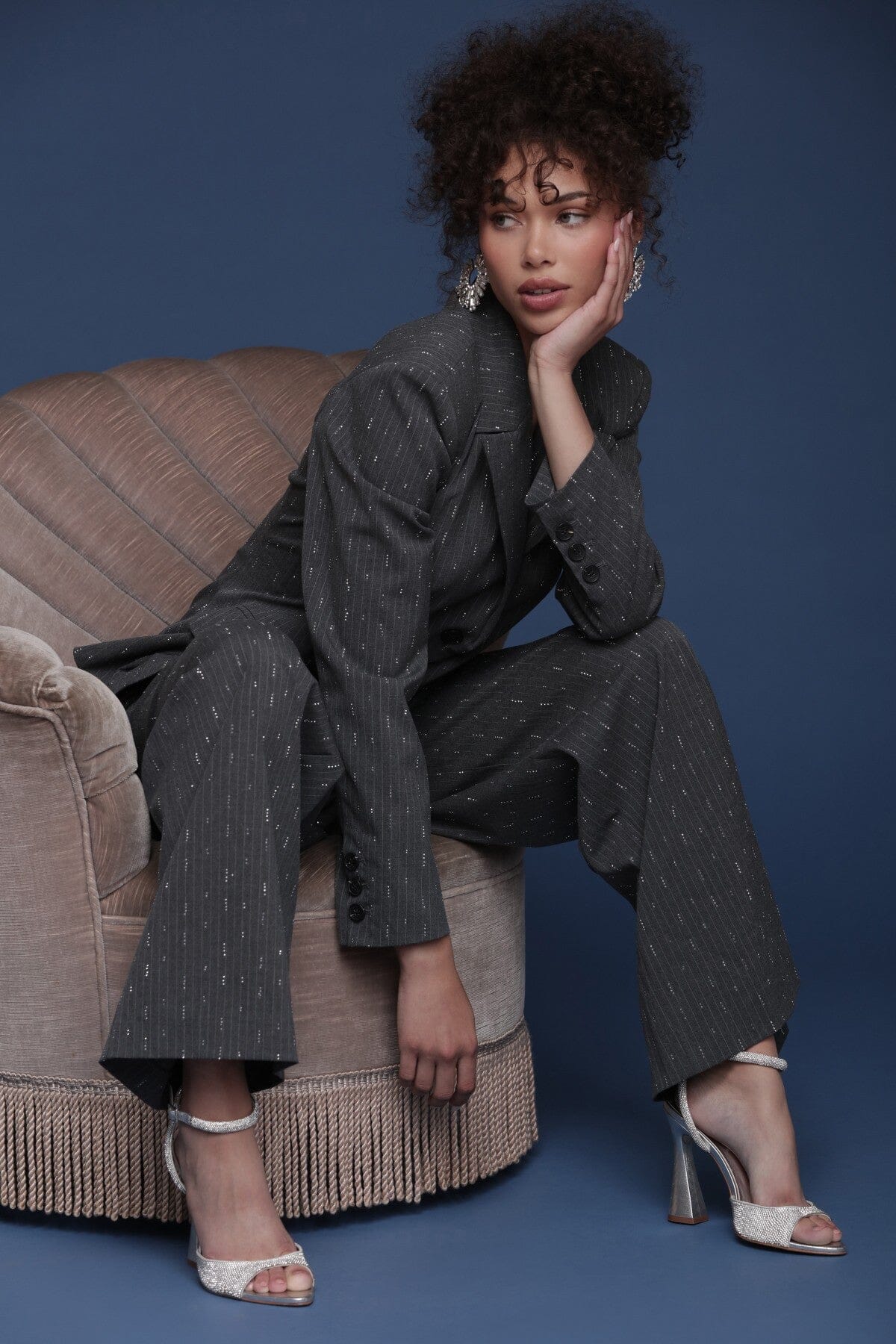 Crystal Pinstripe Wide Leg Trouser - Image 8