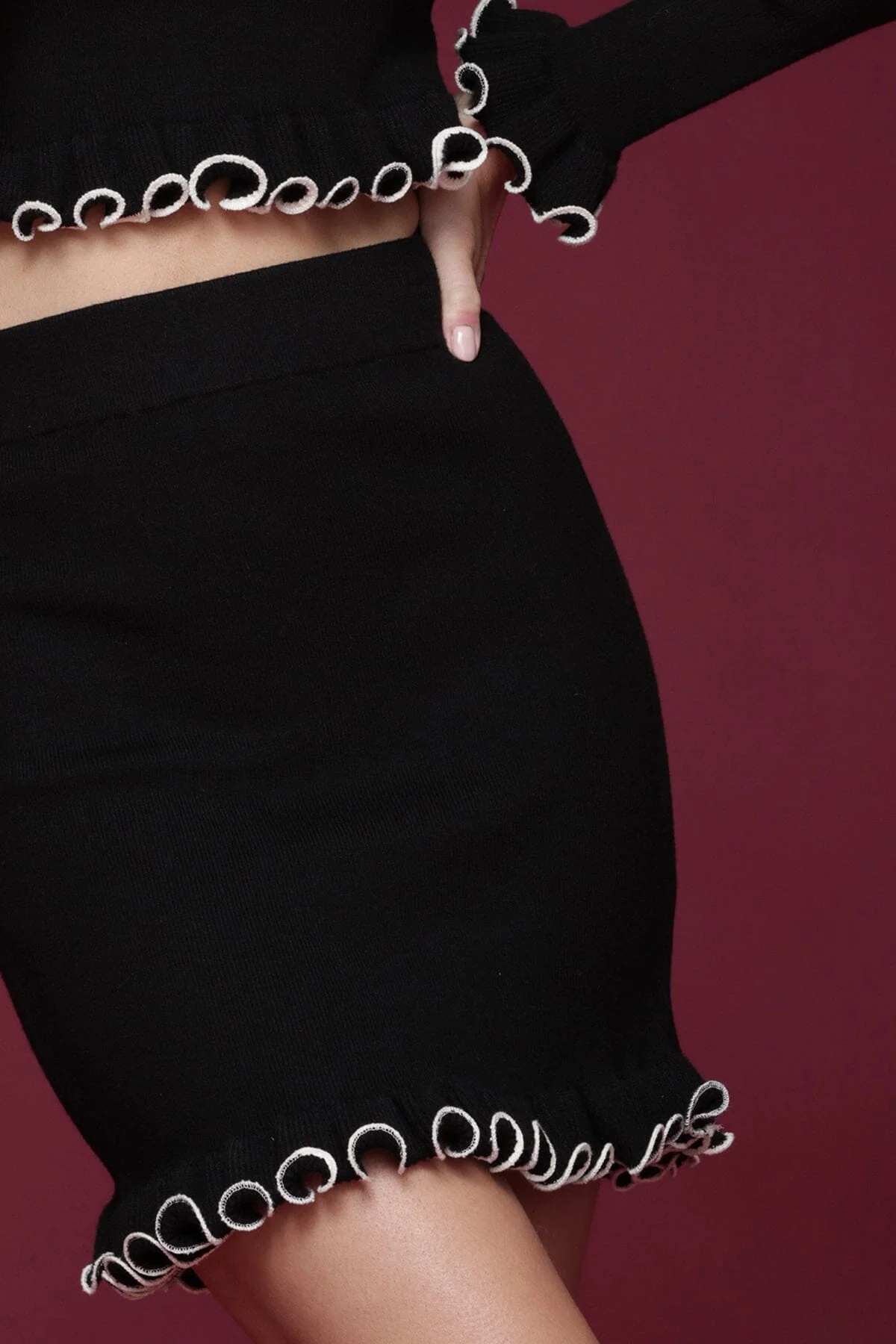 Ruffle Trim Knit Mini Skirt - Image 6