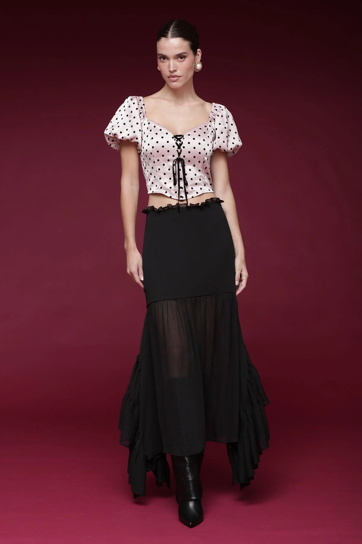 Sheer Chiffon Ruffle Maxi Skirt - Image 3