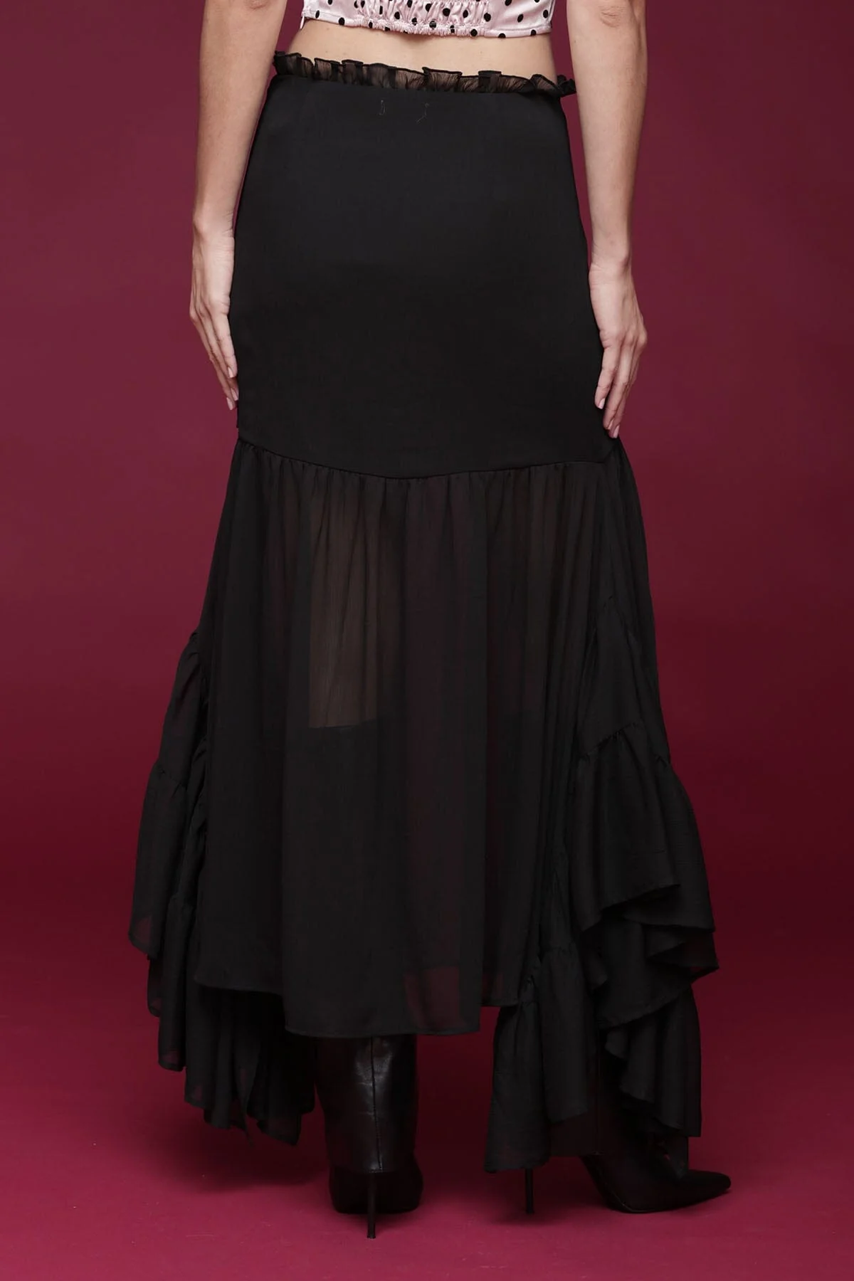 Sheer Chiffon Ruffle Maxi Skirt - Image 6