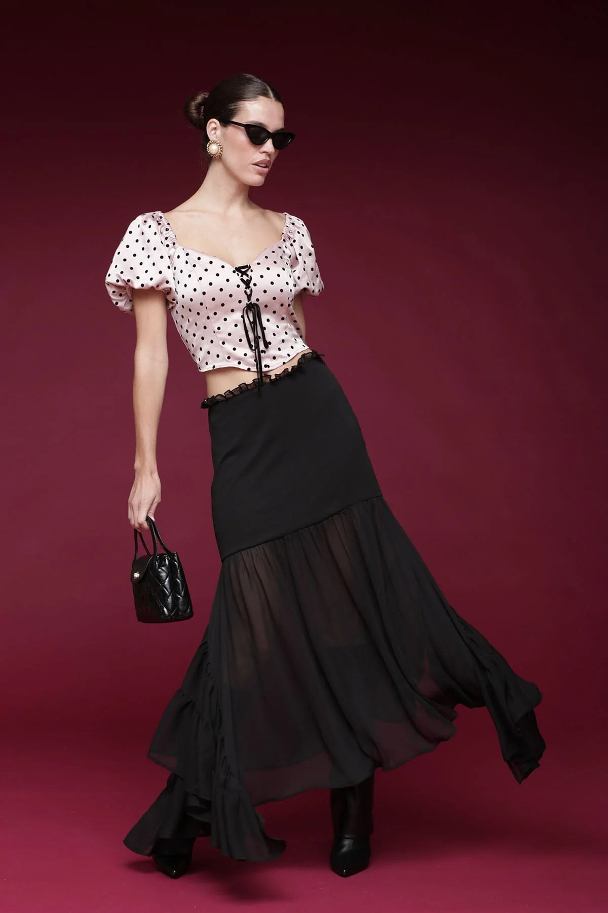 Sheer Chiffon Ruffle Maxi Skirt - Image 8