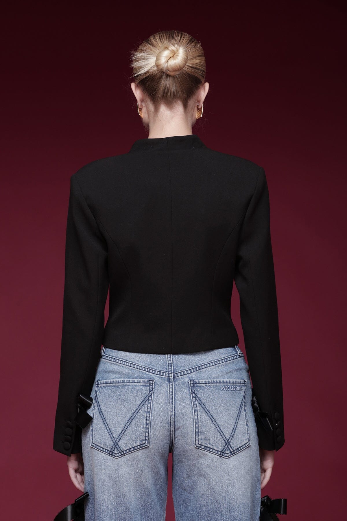 Contrast Lapel Novelty Button Blazer - Image 5