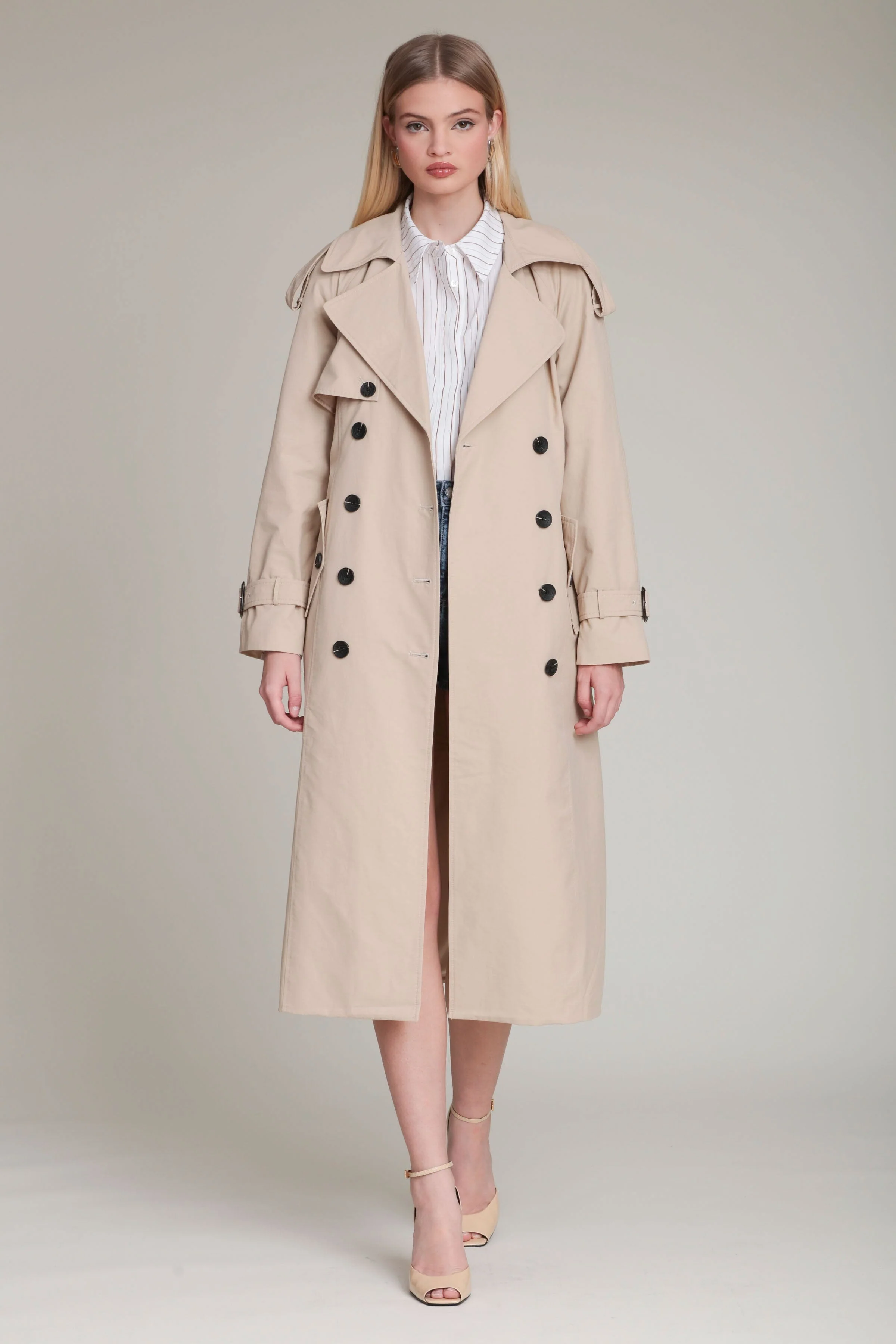 Cotton Nylon Maxi Trench Coat - Image 6