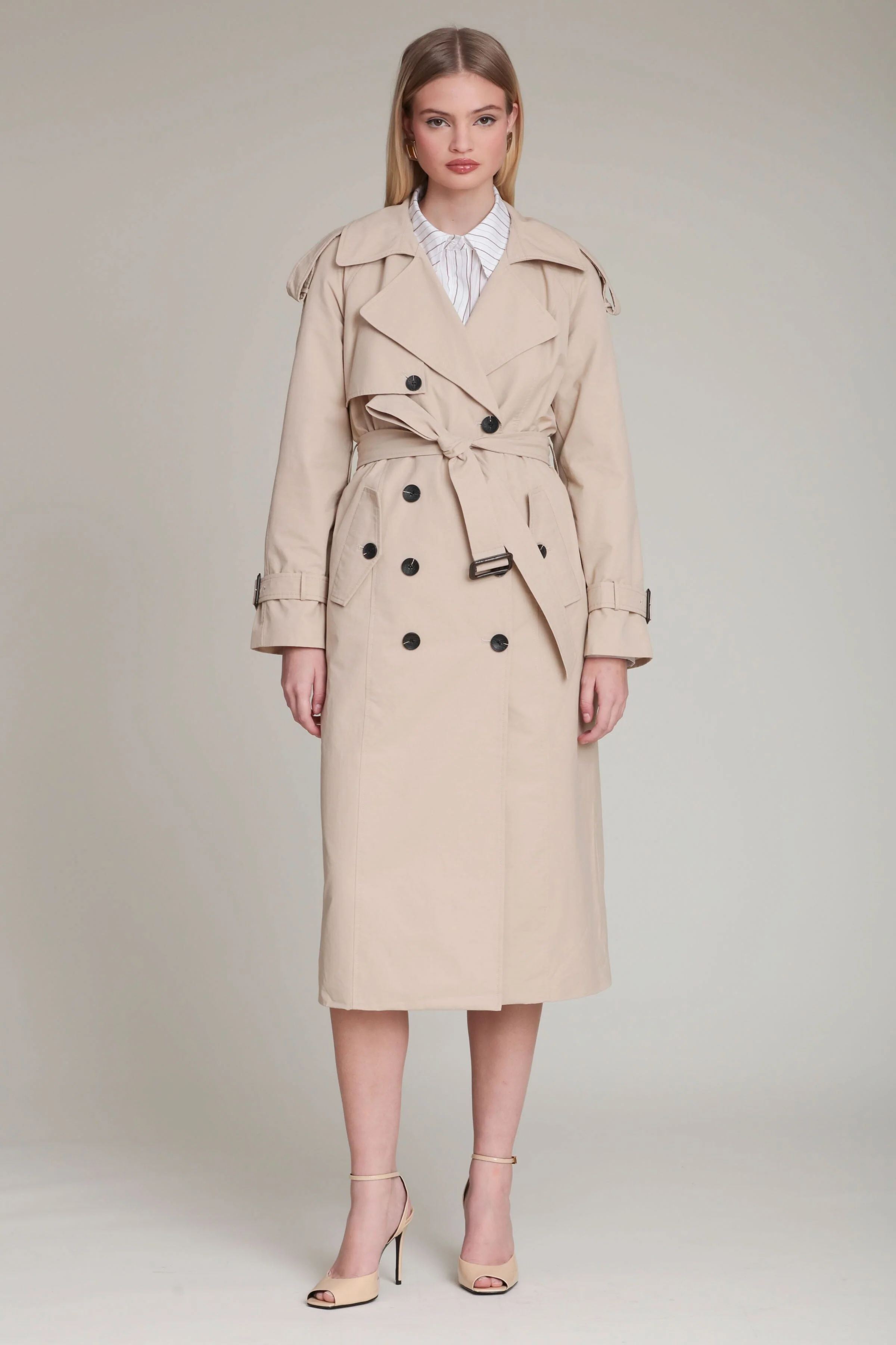 Cotton Nylon Maxi Trench Coat - Image 7