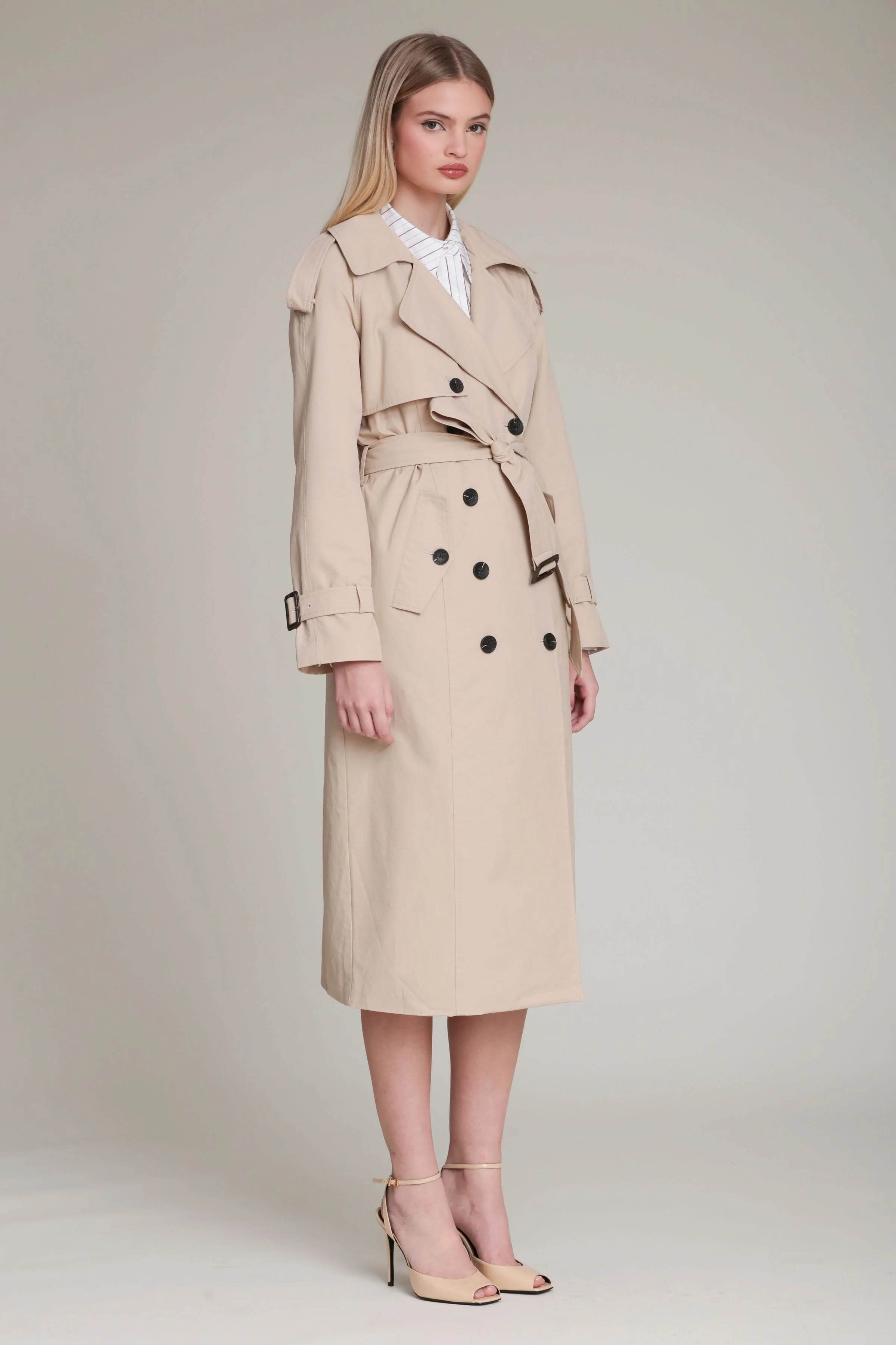 Cotton Nylon Maxi Trench Coat - Image 8