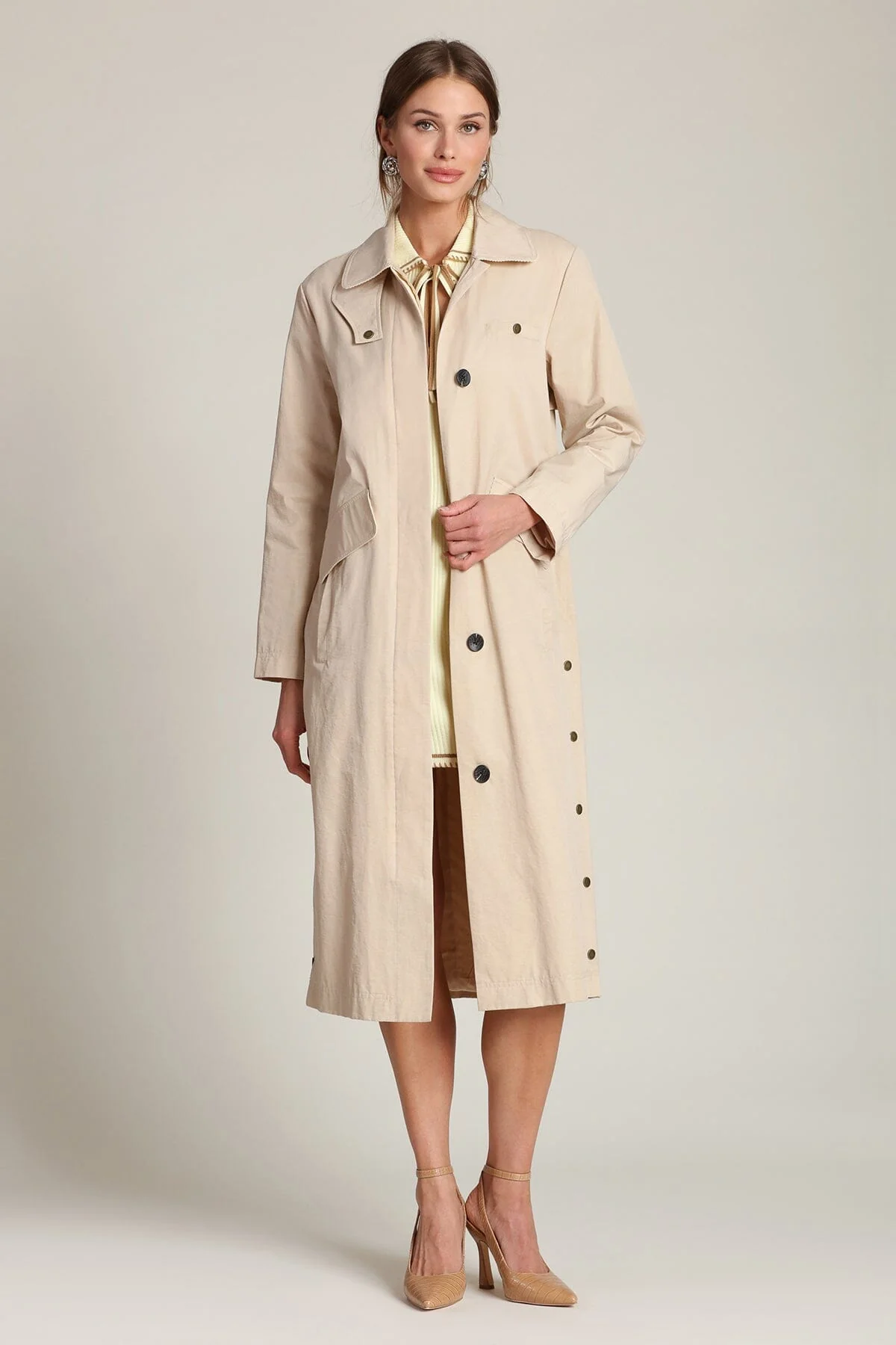 Cotton Nylon Utility Trench Coat - Image 3
