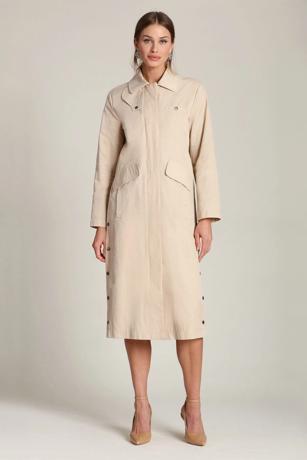 Cotton Nylon Utility Trench Coat - Image 4
