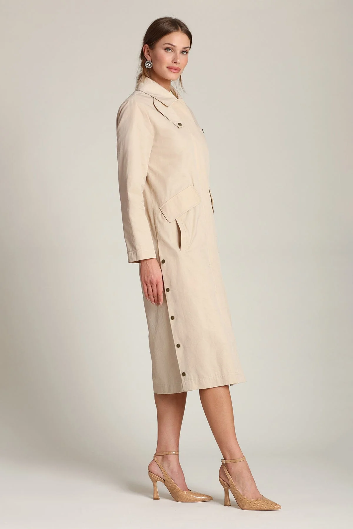 Cotton Nylon Utility Trench Coat - Image 5
