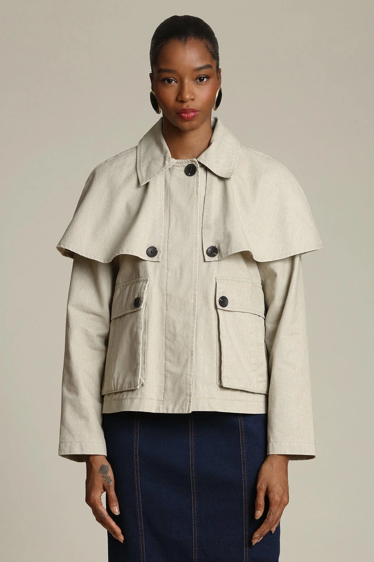 Cotton Cape Jacket - Image 3