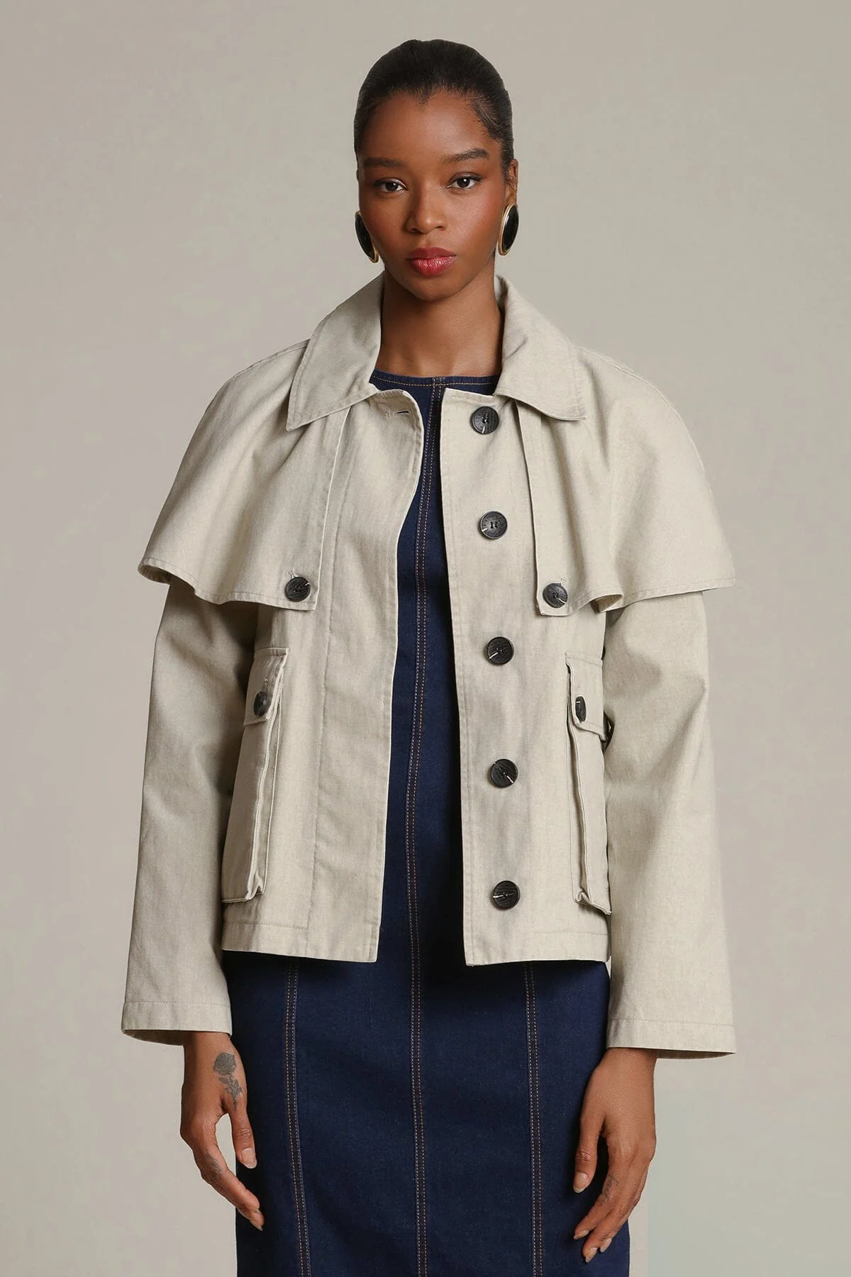 Cotton Cape Jacket - Image 4