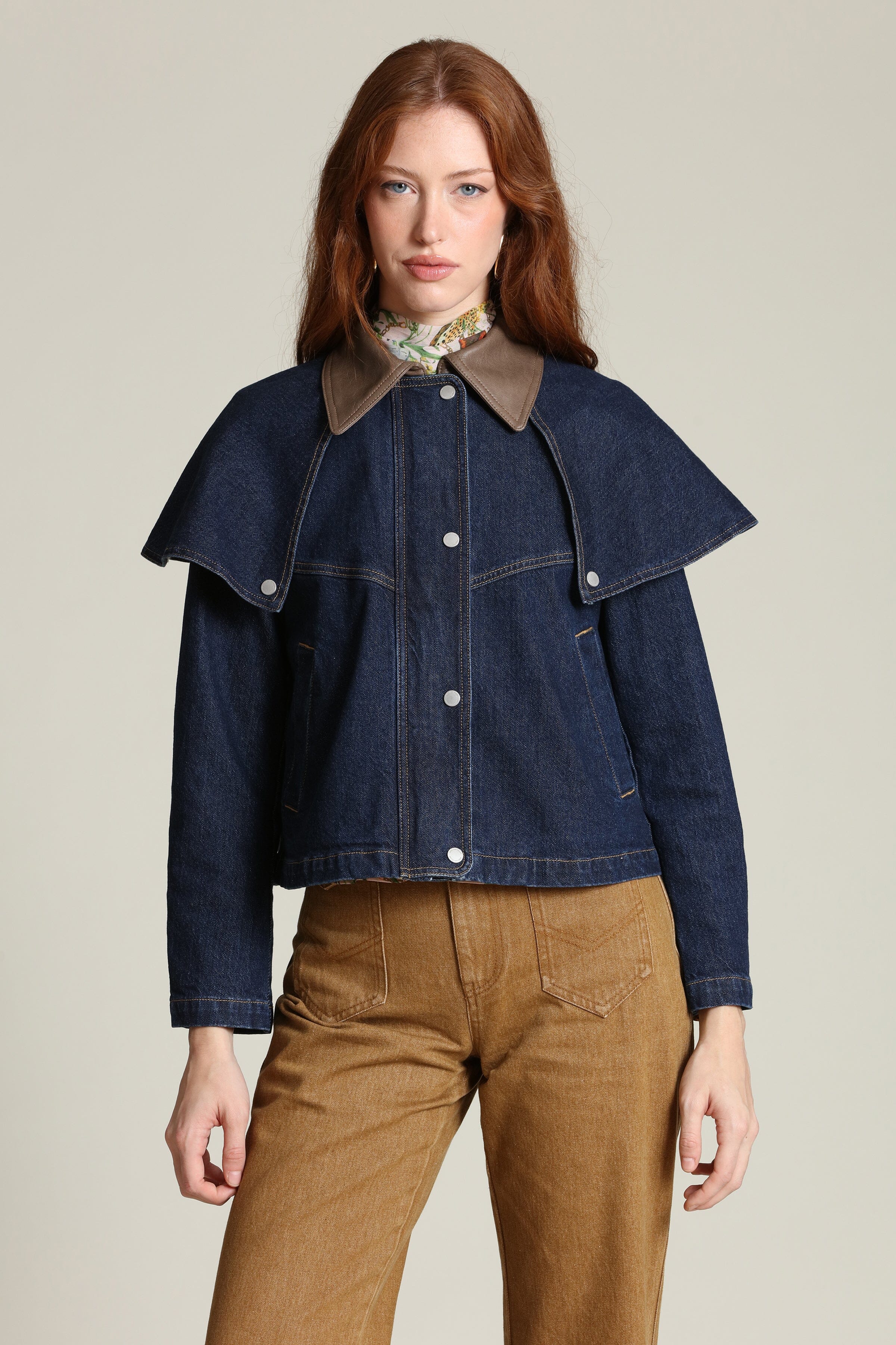 Denim Cape Jacket - Image 5