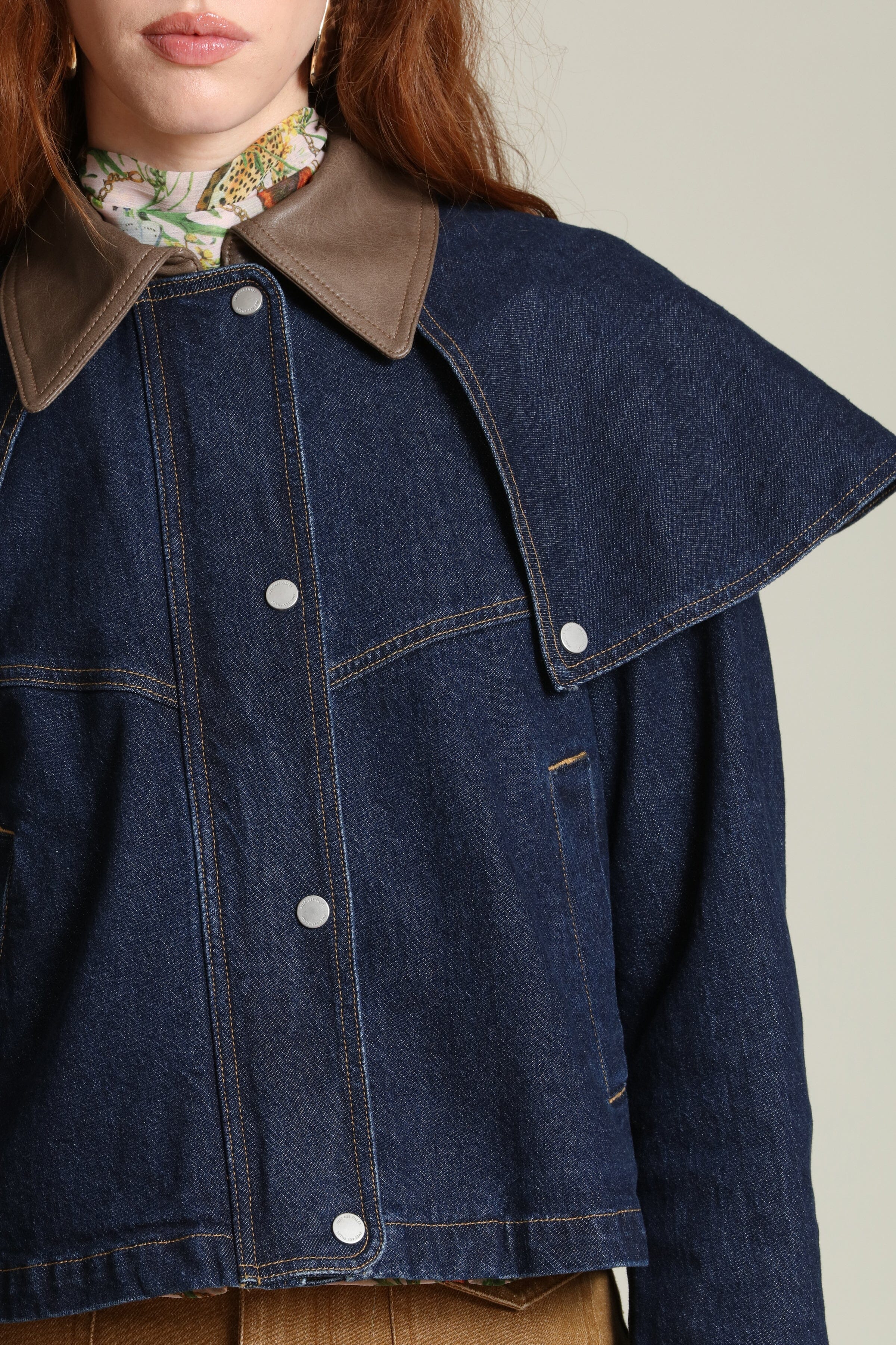 Denim Cape Jacket - Image 9