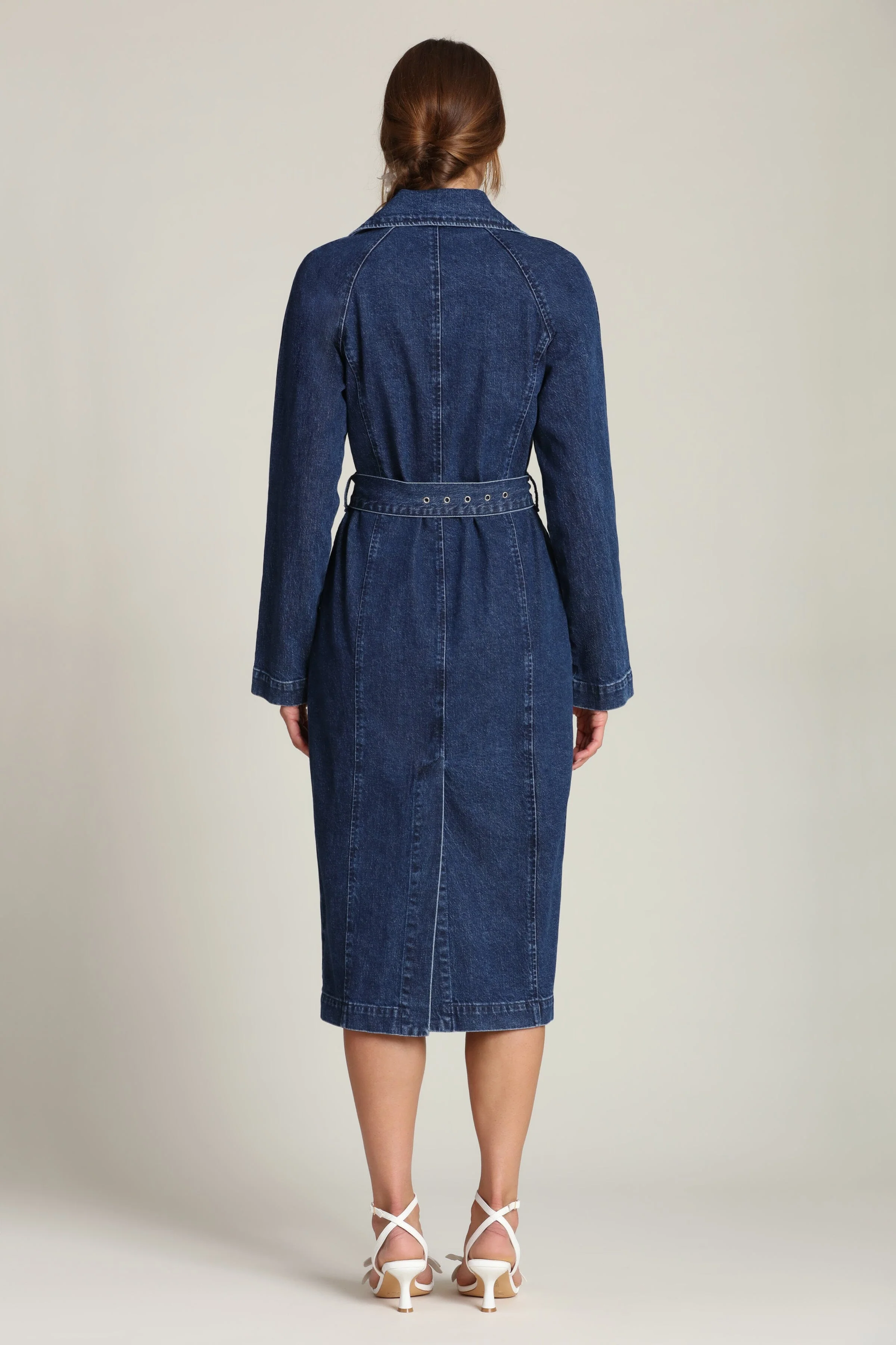 Denim Utility Trench Coat - Image 7