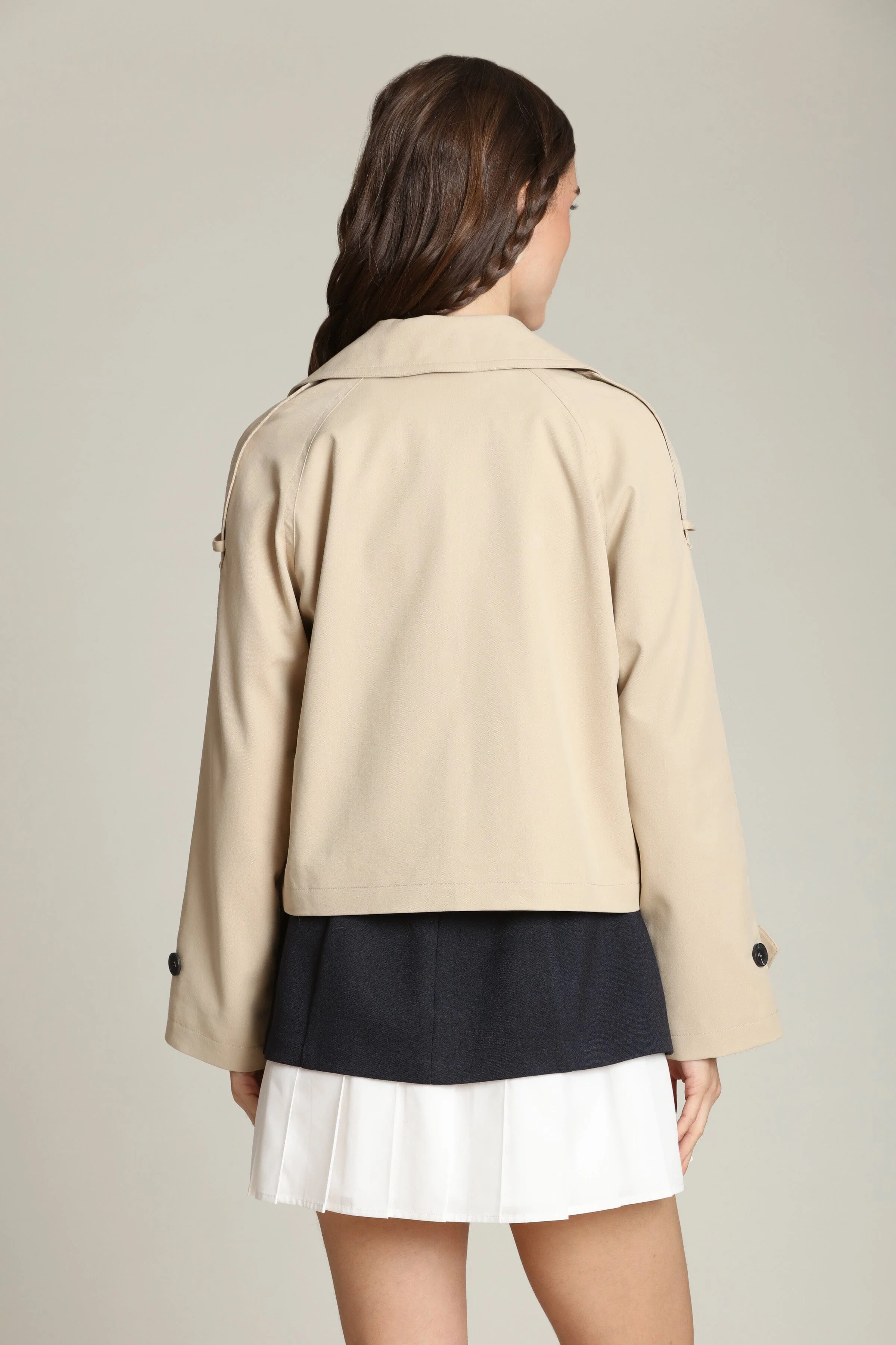 Cotton Blend Cropped Trench Coat - Image 6