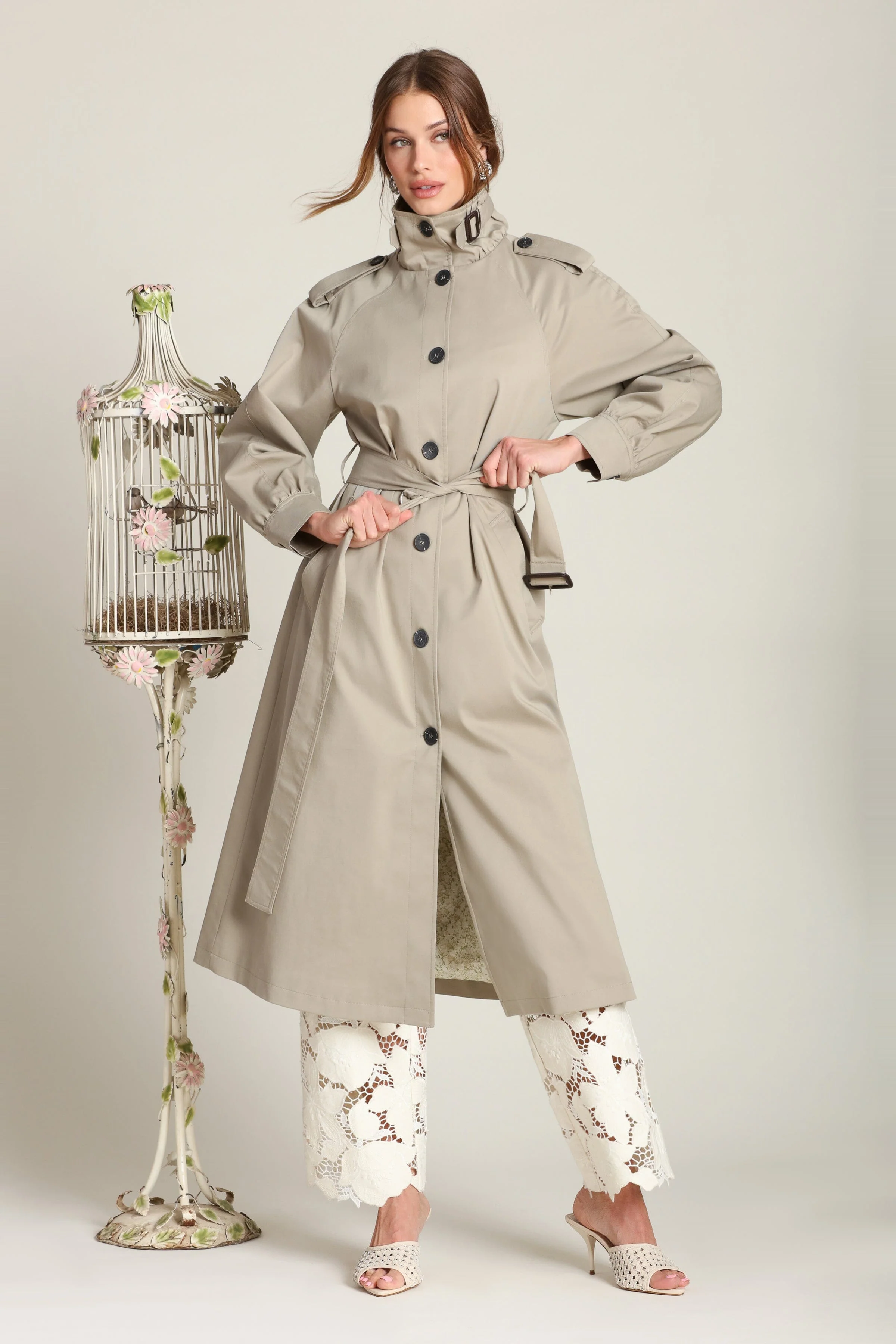 Cotton Blend Utility Trench Coat - Image 11