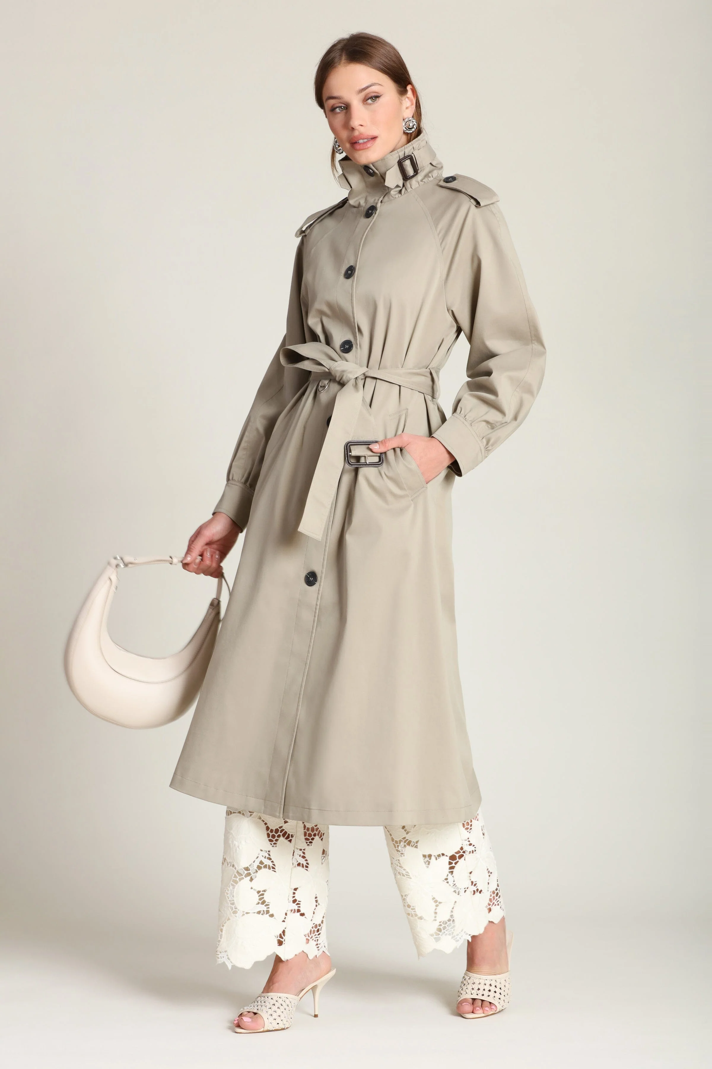 Cotton Blend Utility Trench Coat - Image 5