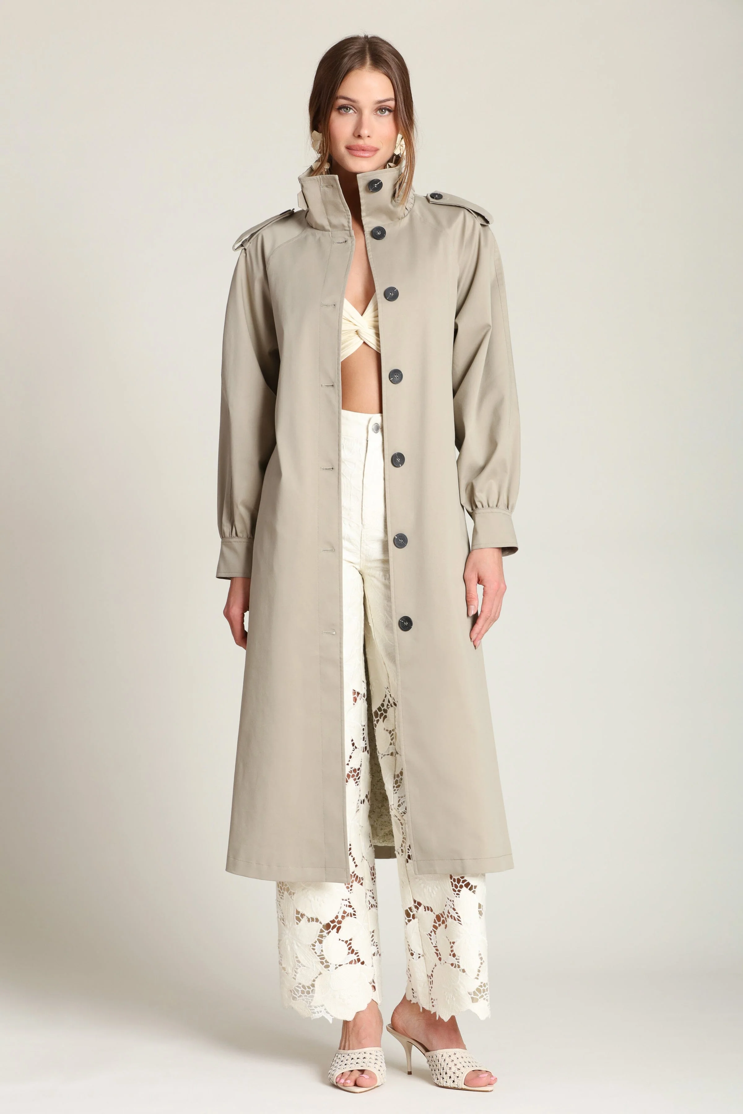 Cotton Blend Utility Trench Coat - Image 6