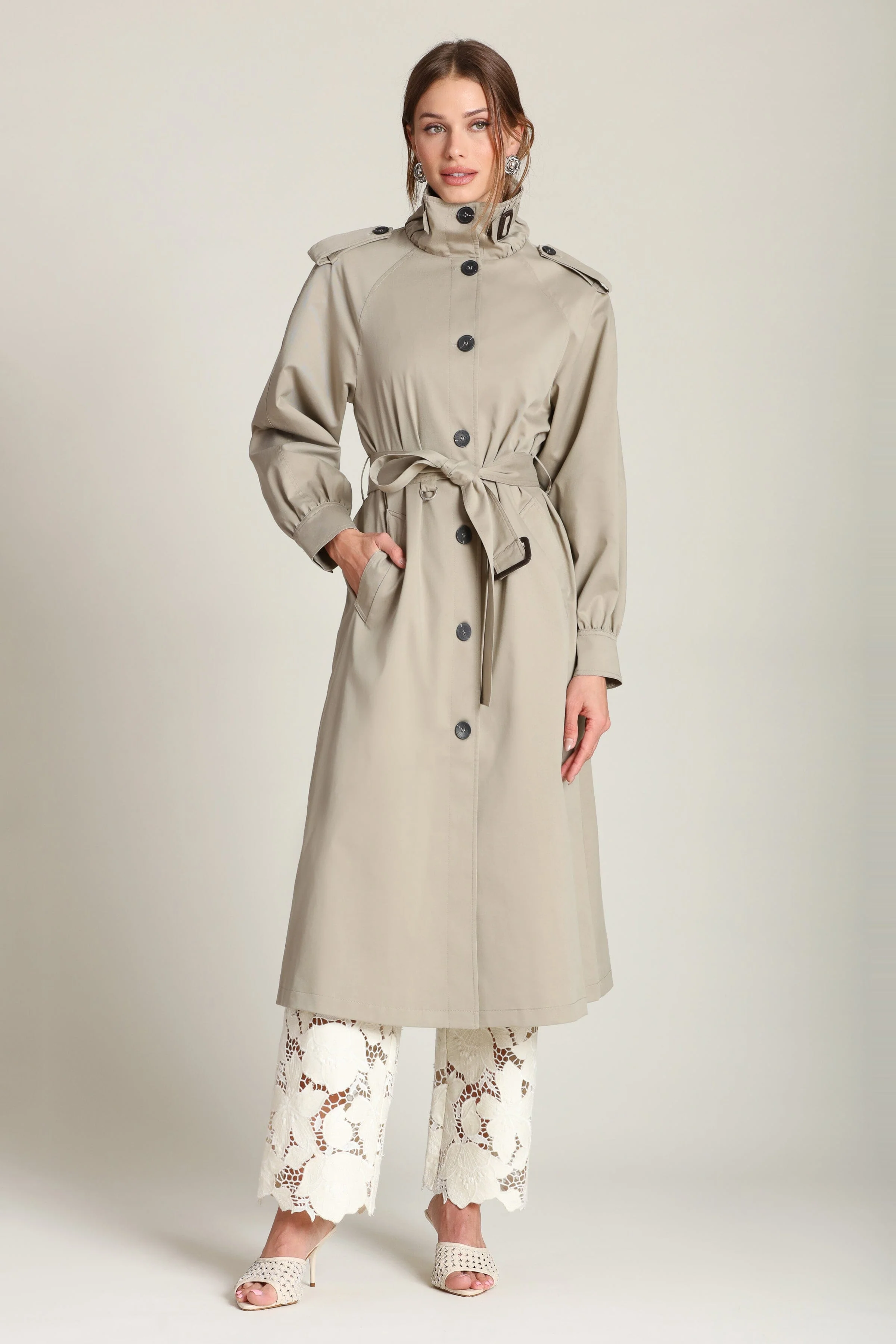 Cotton Blend Utility Trench Coat - Image 7
