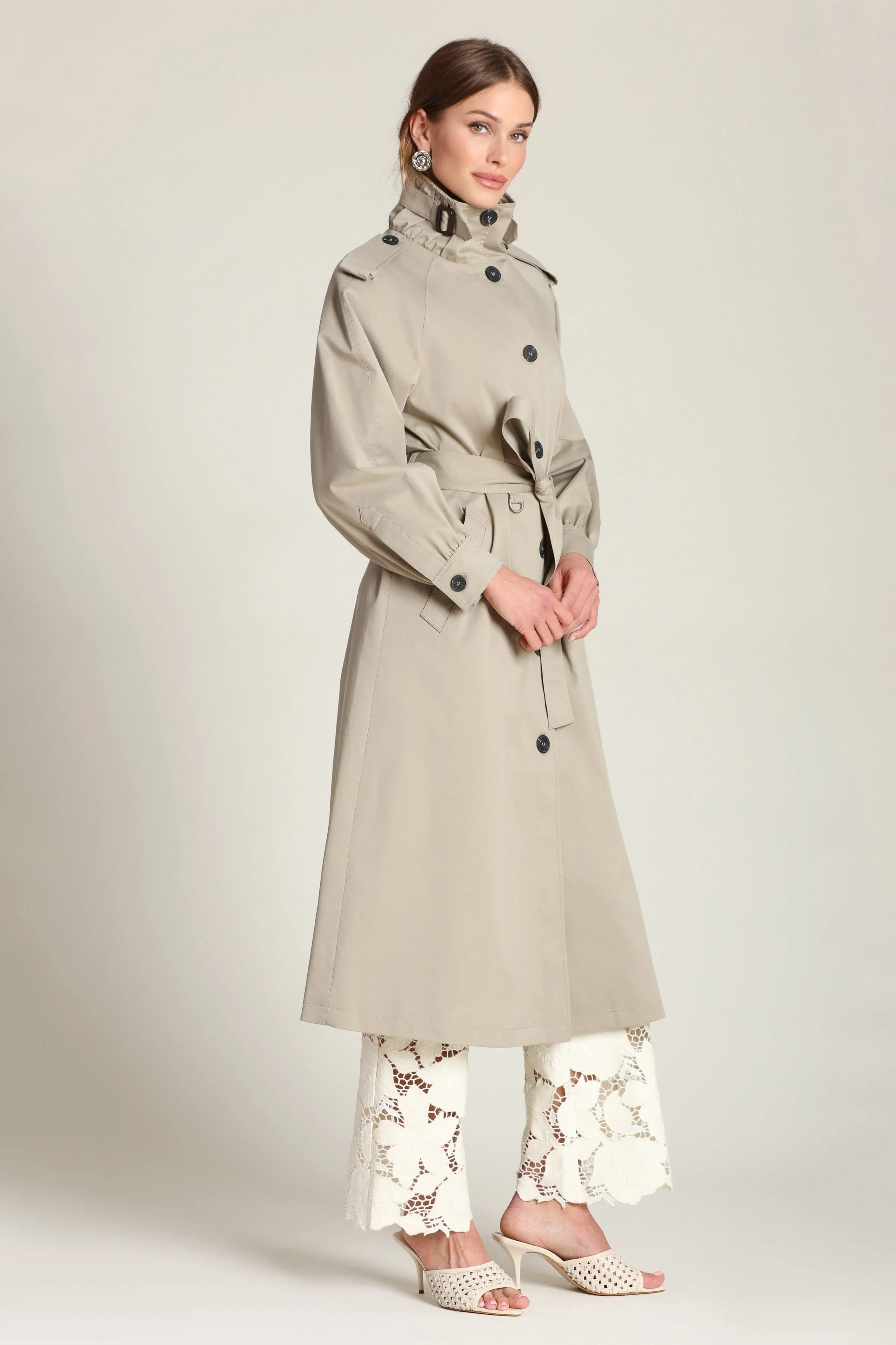 Cotton Blend Utility Trench Coat - Image 8