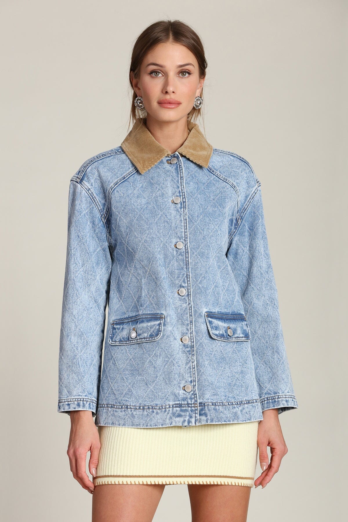 Diamond Quilted Denim Barn Jacket - Image 4