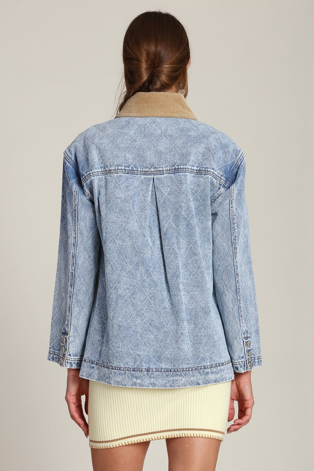 Diamond Quilted Denim Barn Jacket - Image 6
